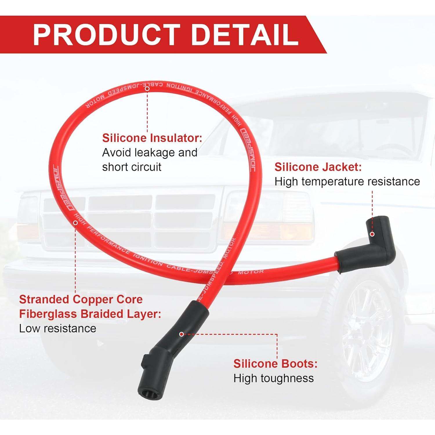 Juego de Cables de Bujía 10.2mm JDMSPEED para Ford F-150 Mustang