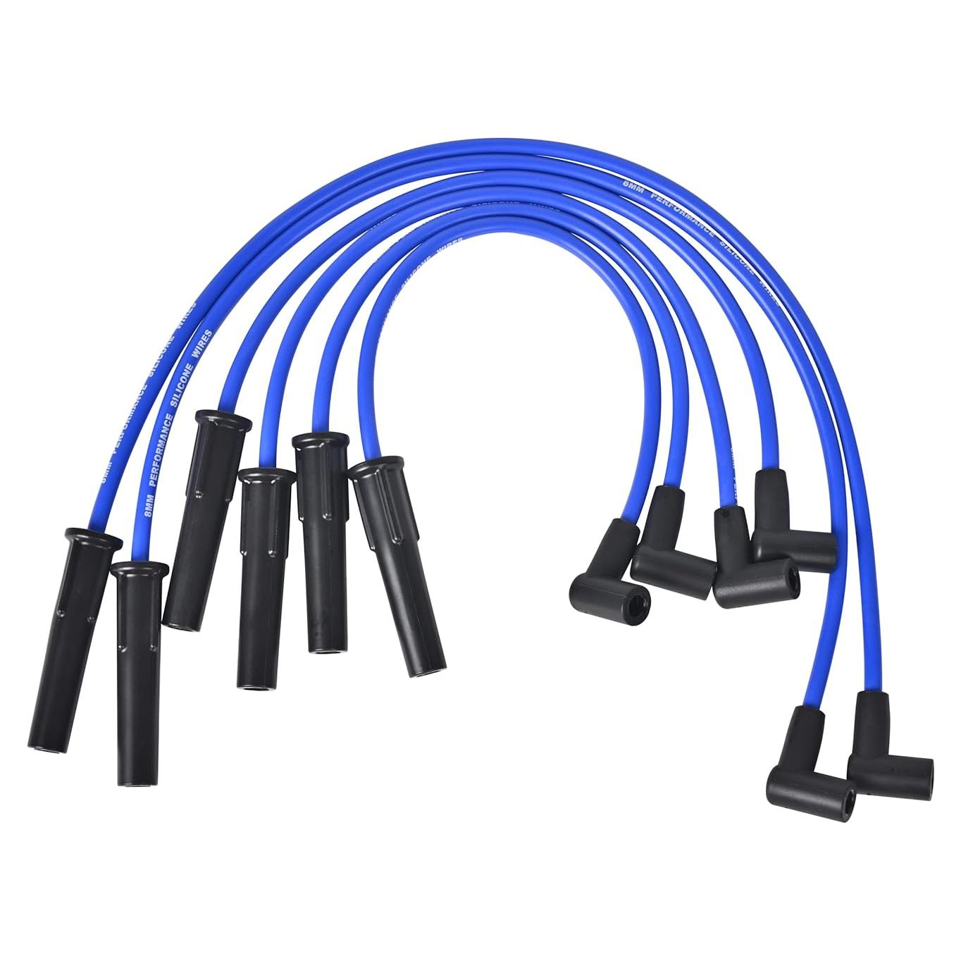 Juego de Cables de Bujía Silicona RLP 8mm Azul para Ford 6 Cilindros