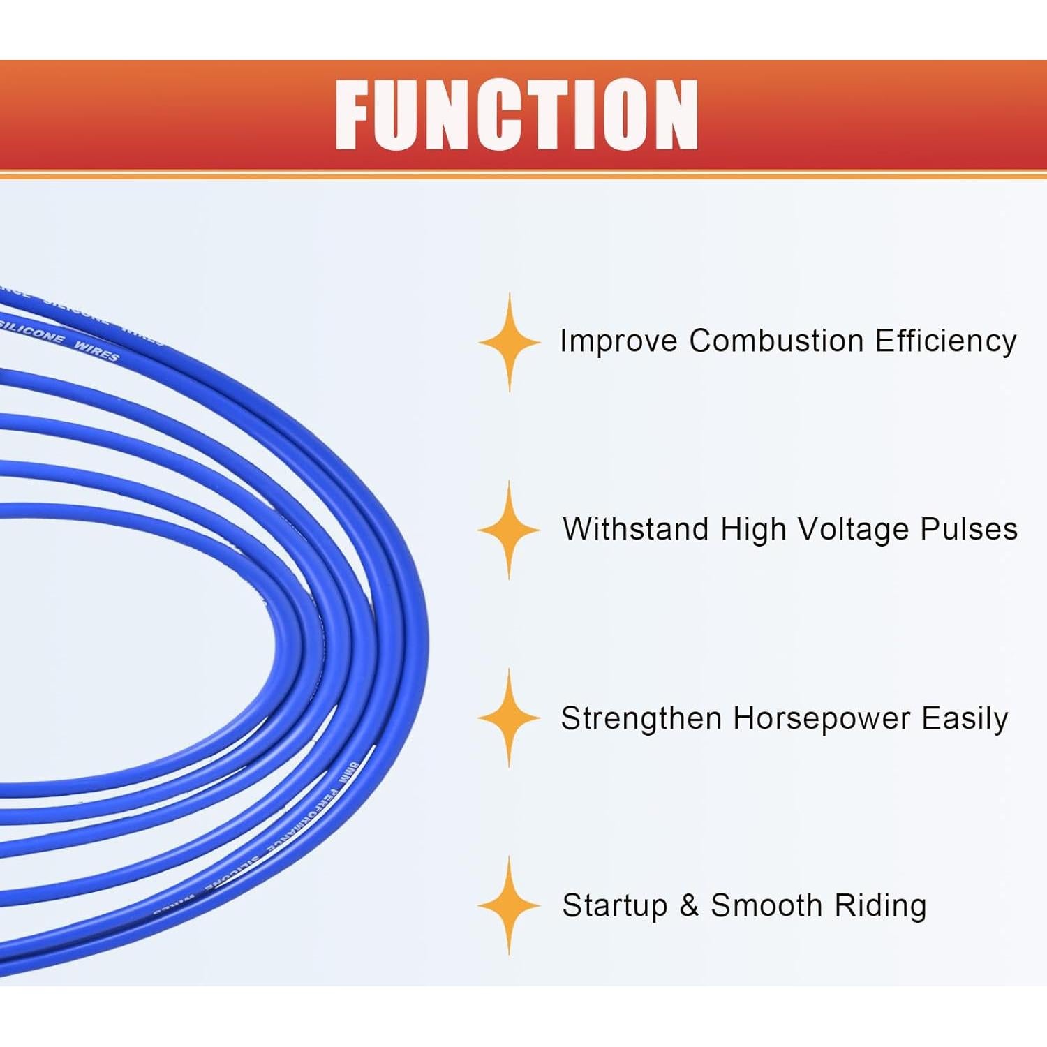 Juego de Cables de Bujía Silicona RLP 8mm Azul para Ford 6 Cilindros