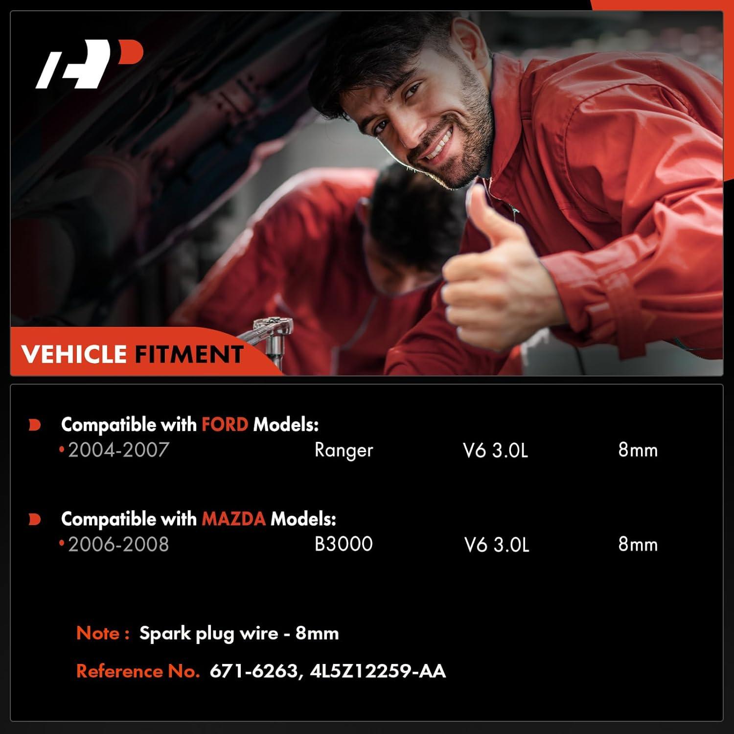 Cables de Bujía de Encendido A-Premium 8mm para Ford y Mazda