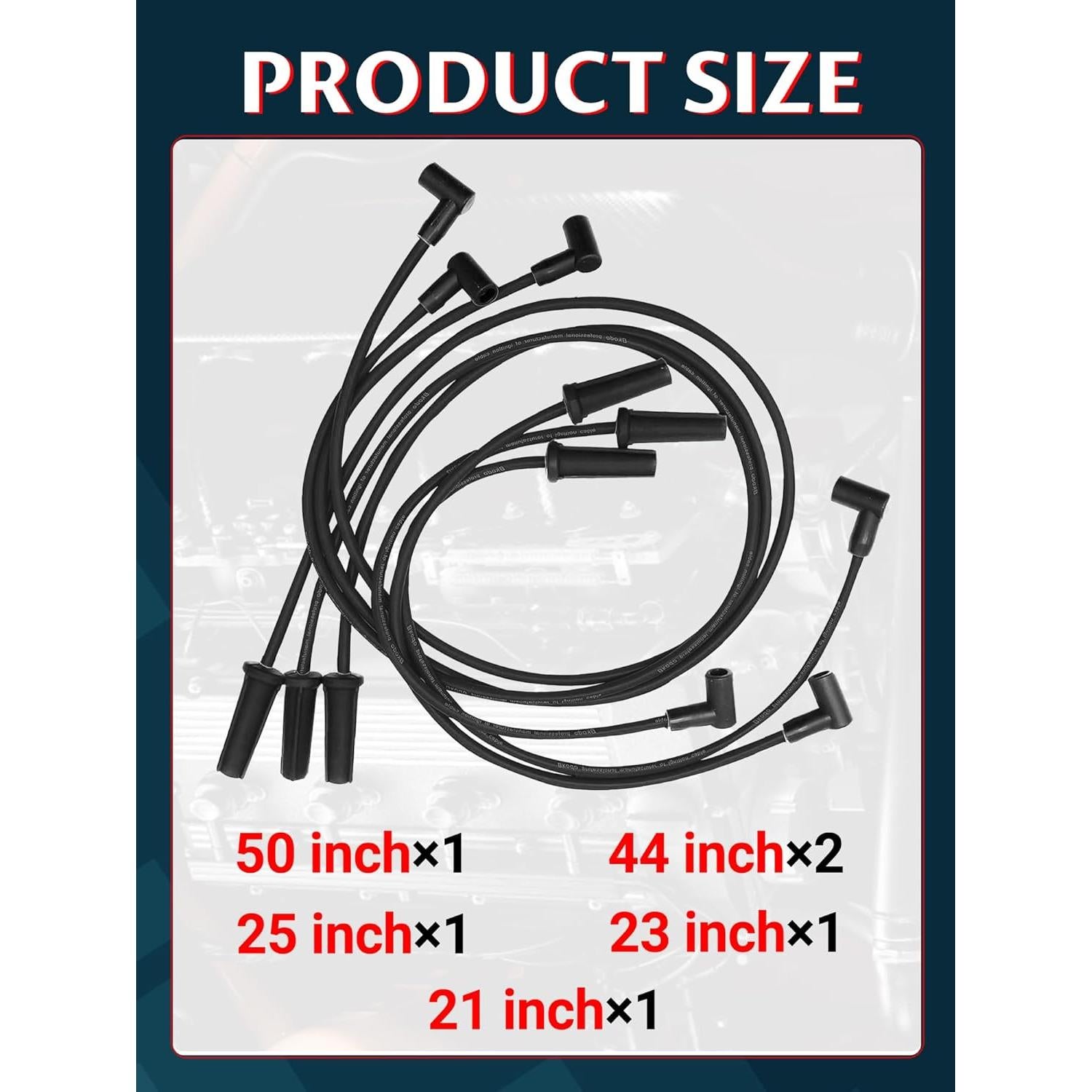 Cables de Bujía Ntoauto 9746BB 8mm 127cm 111.76cm 63.5cm