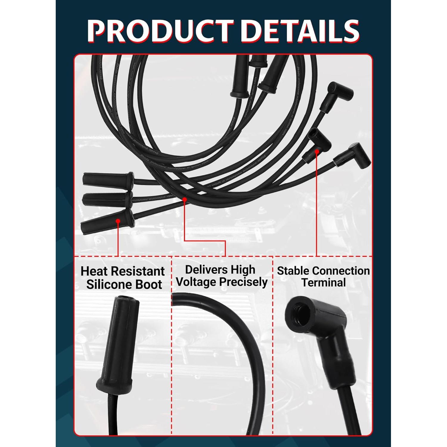 Cables de Bujía Ntoauto 9746BB 8mm 127cm 111.76cm 63.5cm