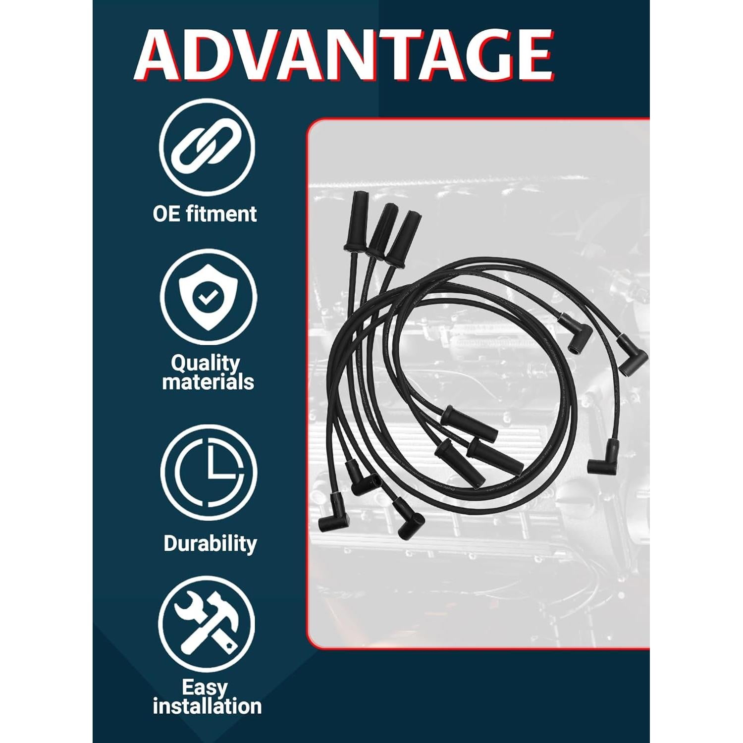 Cables de Bujía Ntoauto 9746BB 8mm 127cm 111.76cm 63.5cm