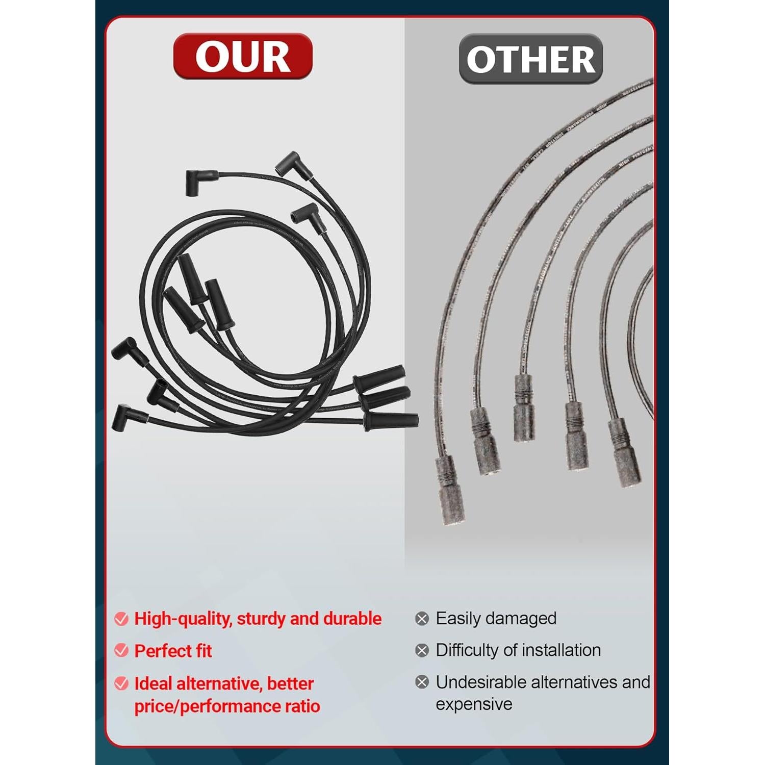 Cables de Bujía Ntoauto 9746BB 8mm 127cm 111.76cm 63.5cm