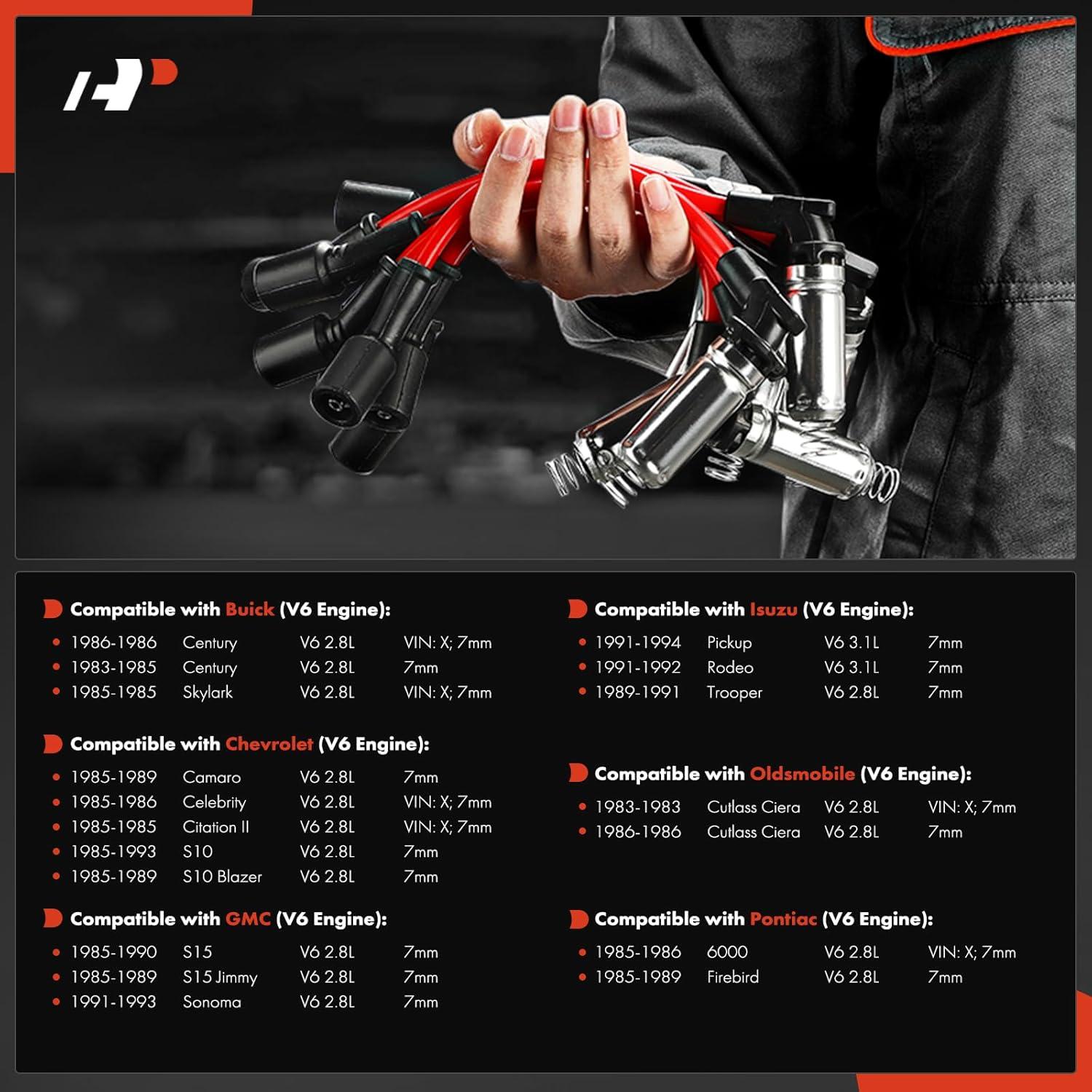 Cables de Bujía de Encendido A-Premium 7mm para Chevrolet y GMC