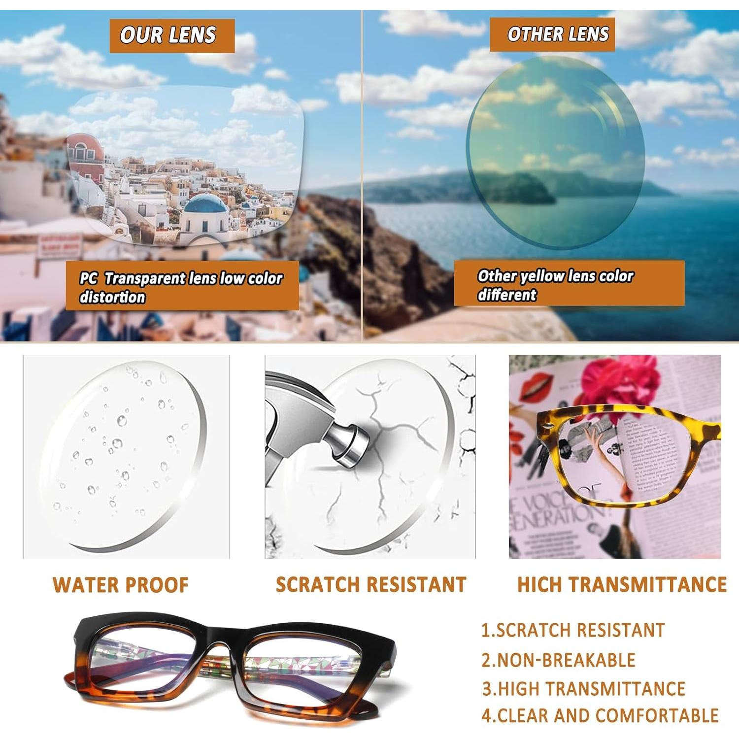 Paquete de 6 Gafas de Lectura ZOECENT con Bloqueo Luz Azul