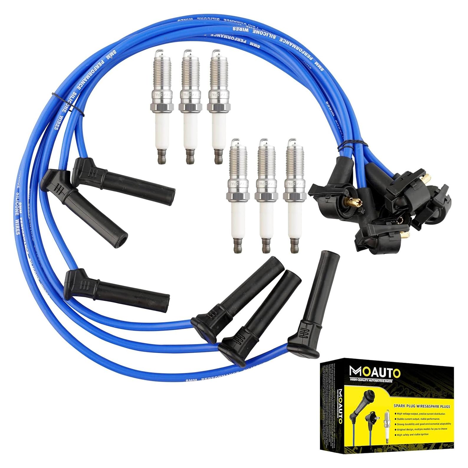 Juego de 6 Bujías de Iridio y Cables MOAUTO 52015 para Ford