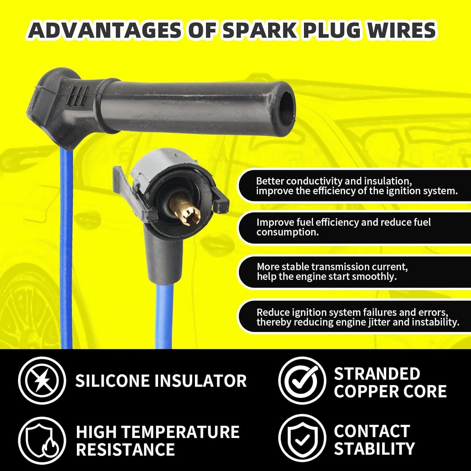 Juego de 6 Bujías de Iridio y Cables MOAUTO 52015 para Ford