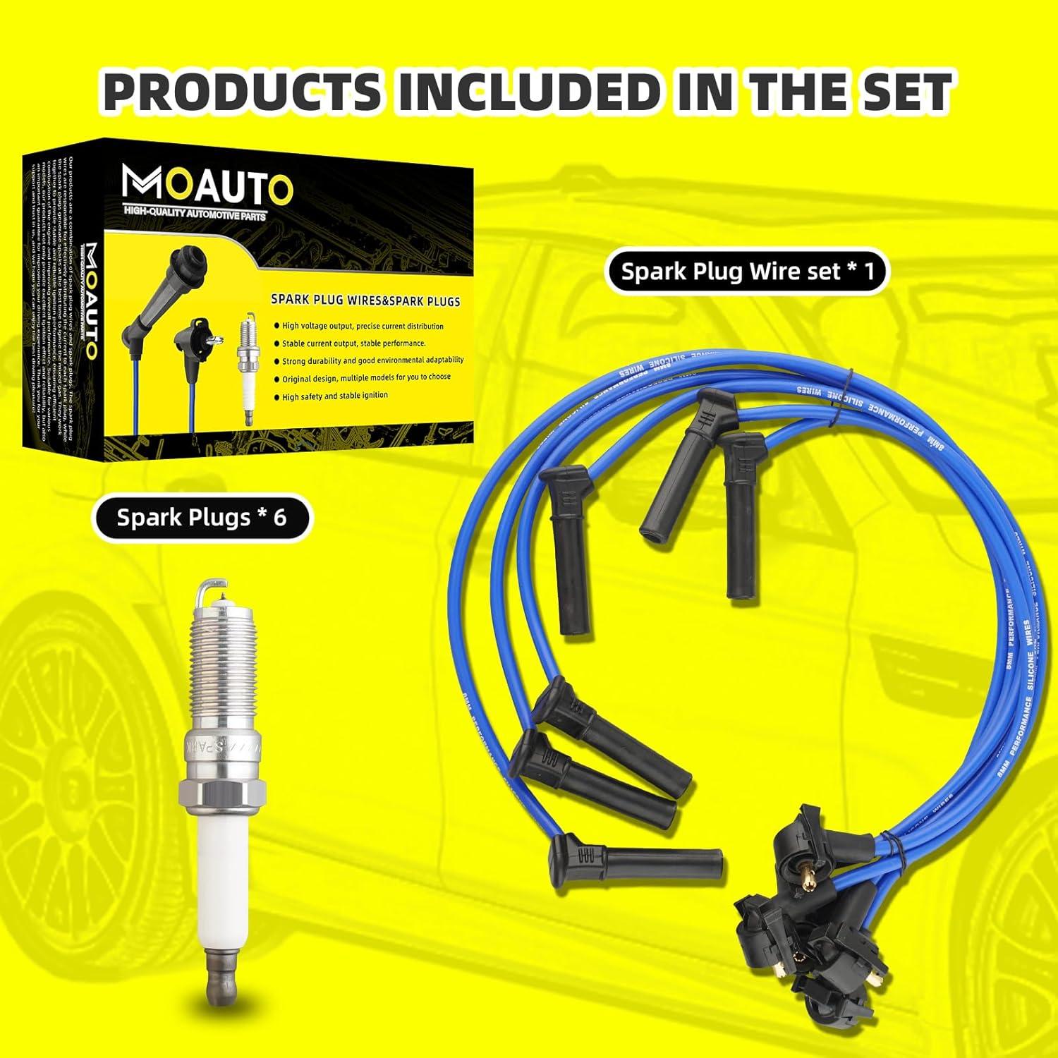 Juego de 6 Bujías de Iridio y Cables MOAUTO 52015 para Ford