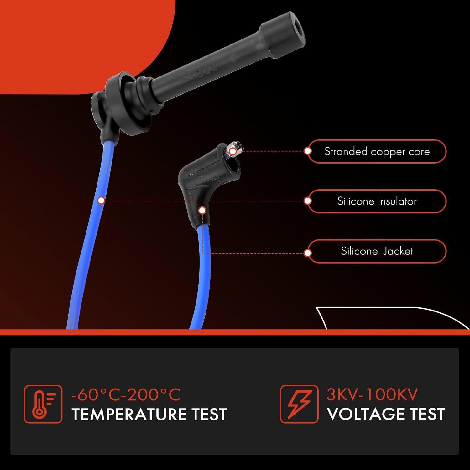 Juego de Cables de Bujía A-Premium 7mm para Chrysler, Dodge y Mitsubishi