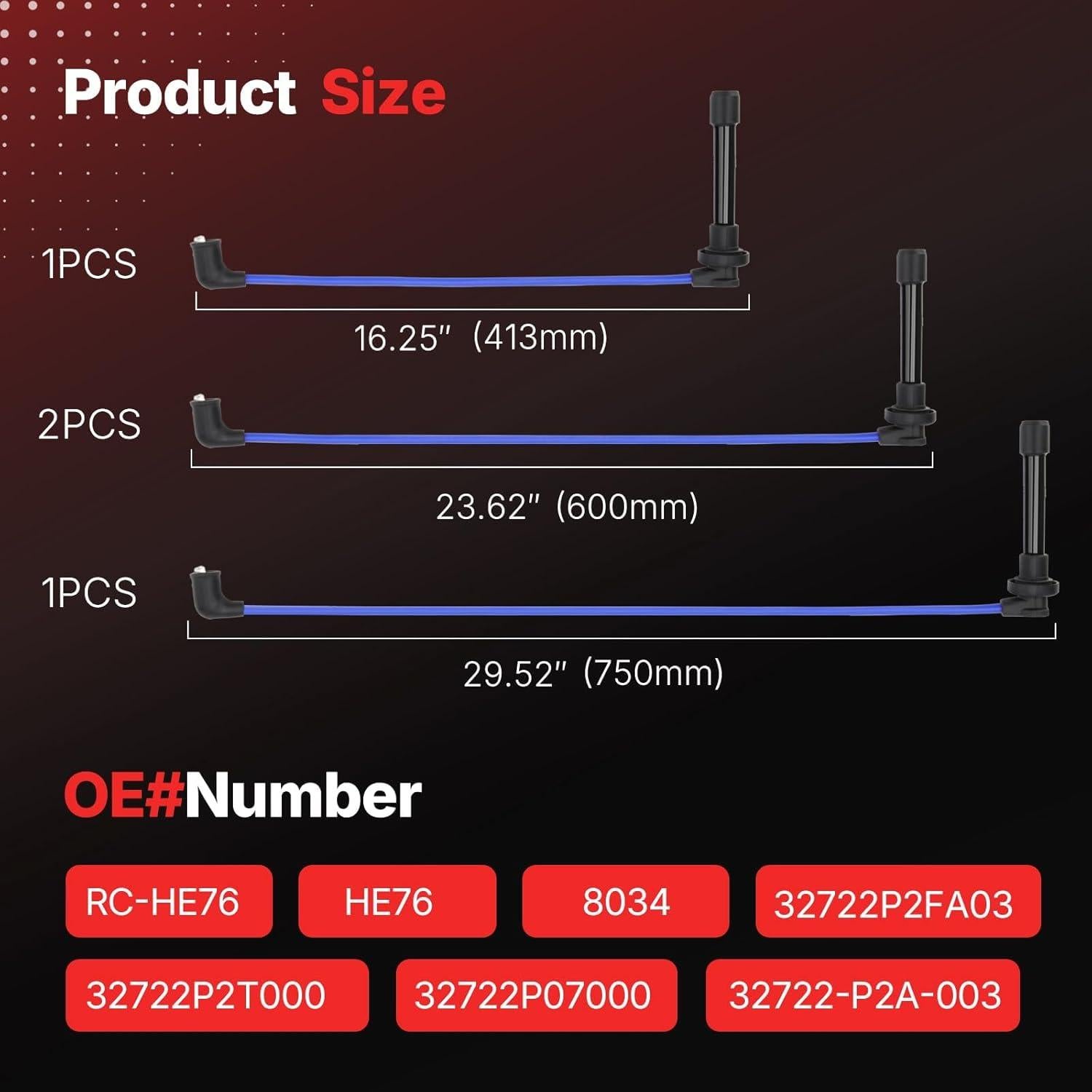 Kit de Cables de Bujía Fit4drive RC-HE76 para Honda y Acura