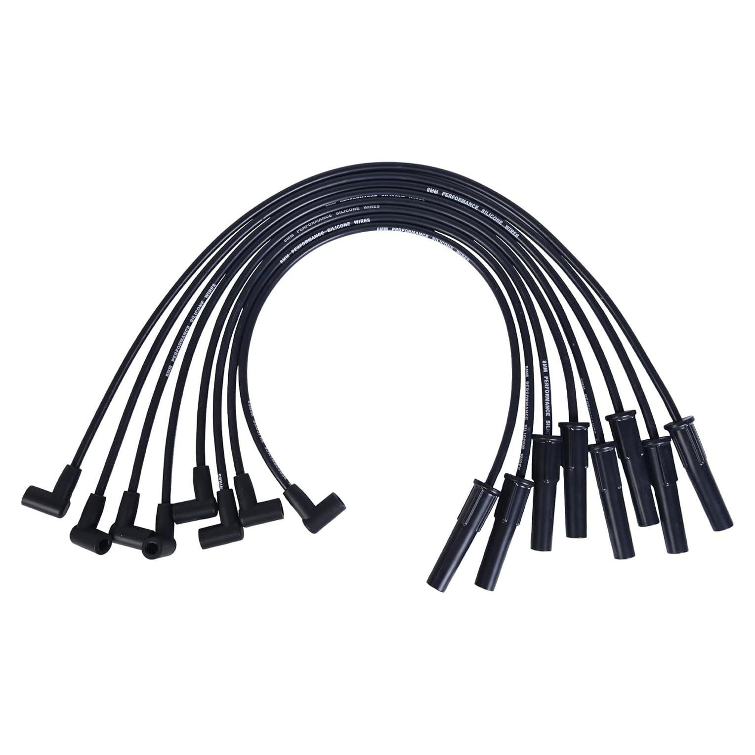Juego de Cables de Bujía Silicona RLP 8mm Negro para Ford FE