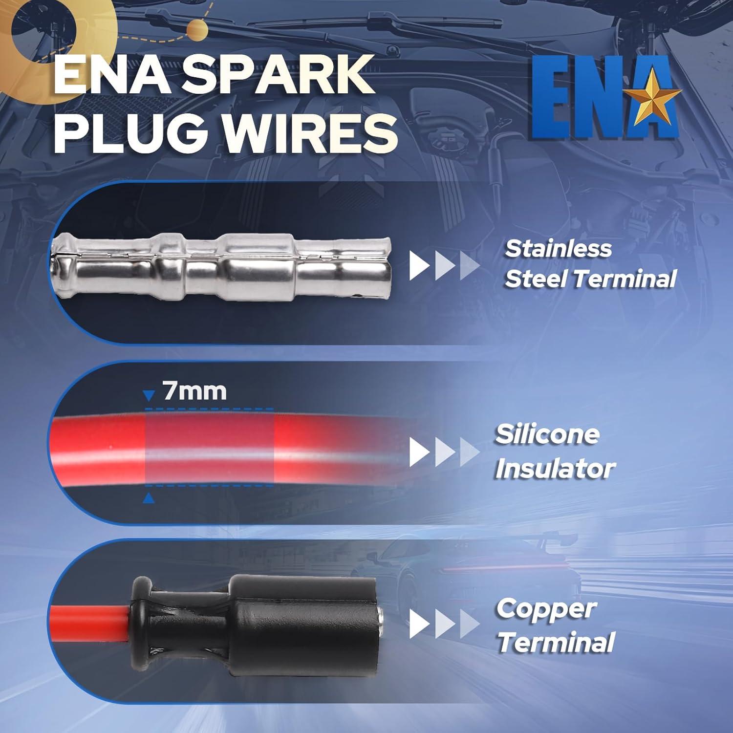 Juego de Cables de Bujía ENA Rojo 8mm para Mercedes-Benz