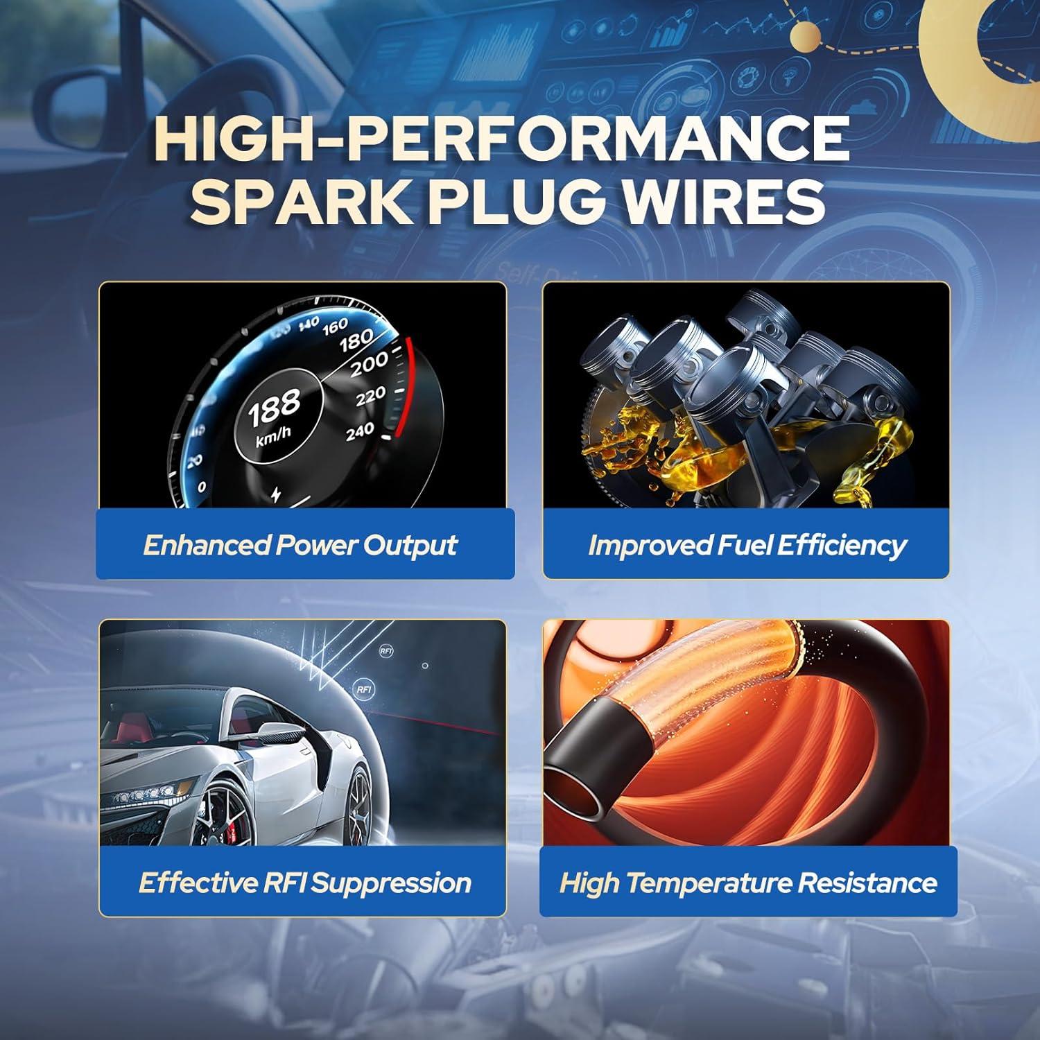 Juego de Cables de Bujía ENA Rojo 8mm para Mercedes-Benz