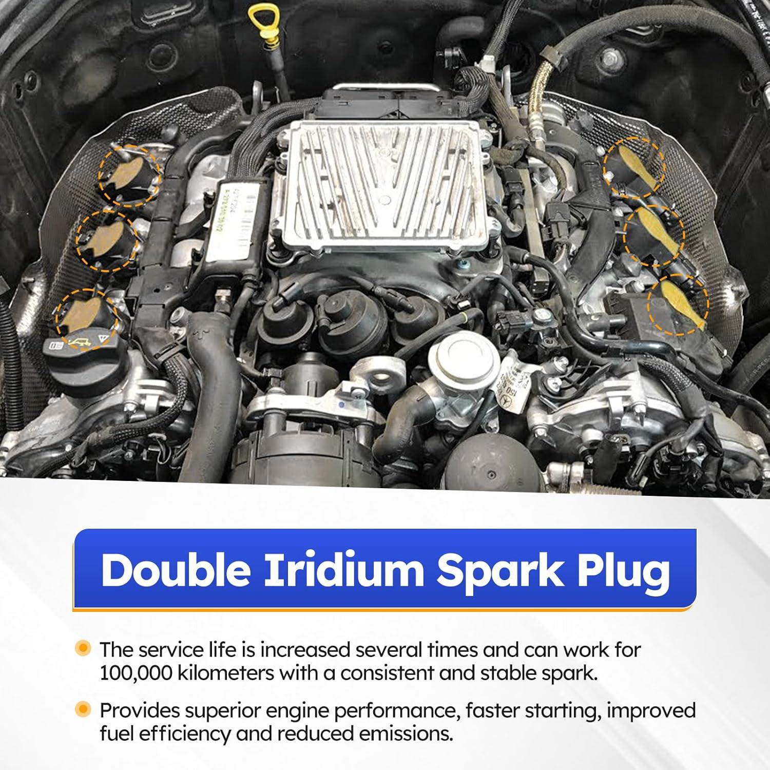 Bujía Doble Iridio X4XZ Compatible Mercedes-Benz y Dodge - Juego de 6
