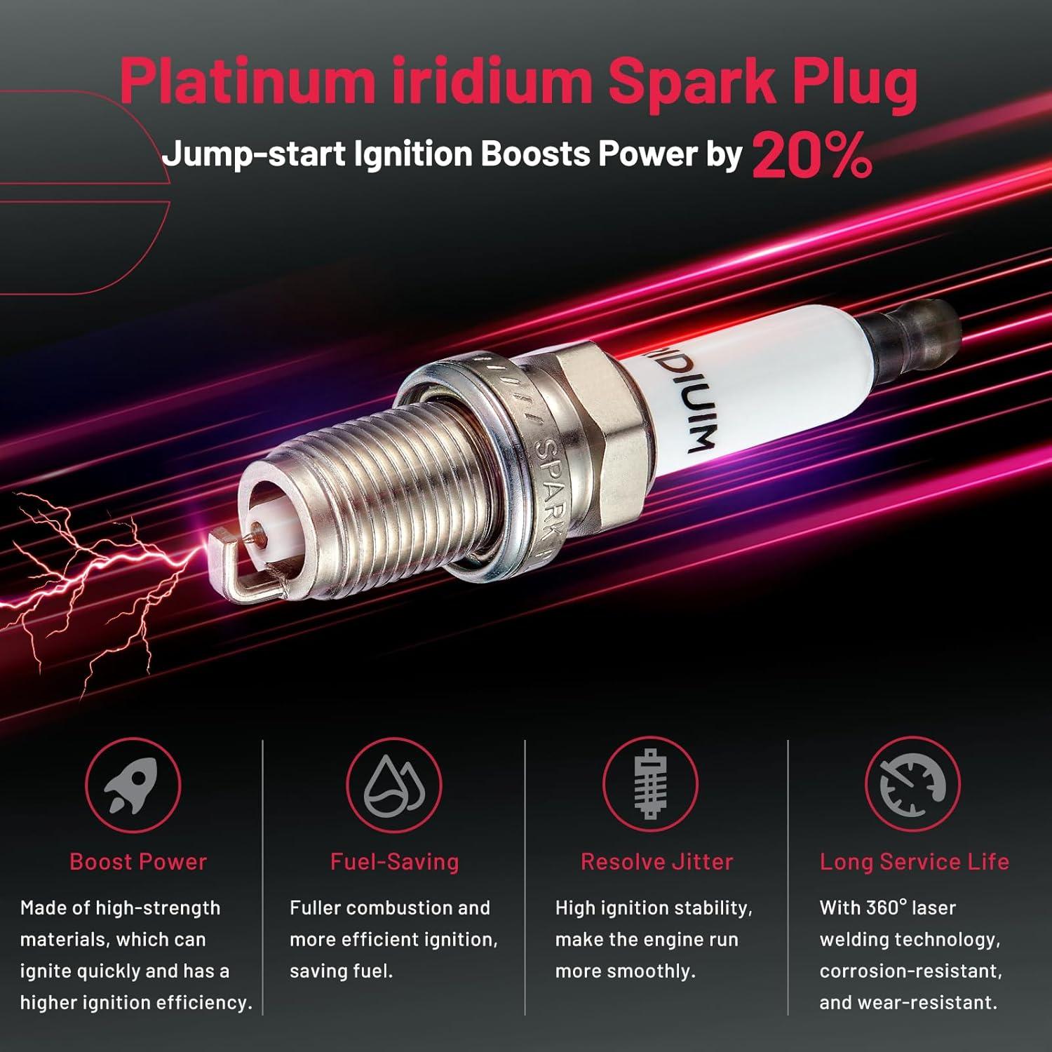 Bobinas de Encendido y Bujías de Iridio BDFHYK 4 Piezas UF575 PFR7S8EG