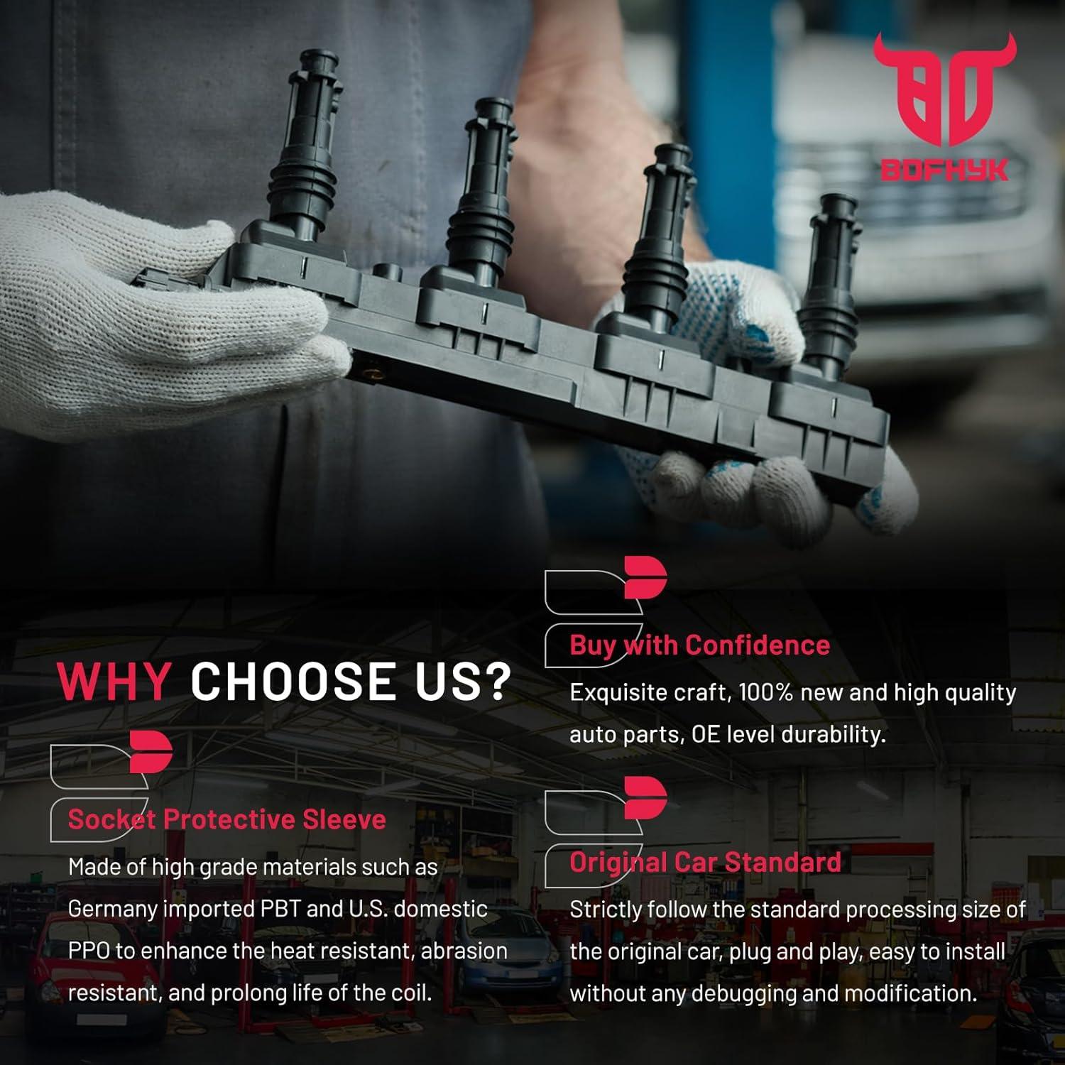 Bobinas de Encendido y Bujías de Iridio BDFHYK 4 Piezas UF575 PFR7S8EG