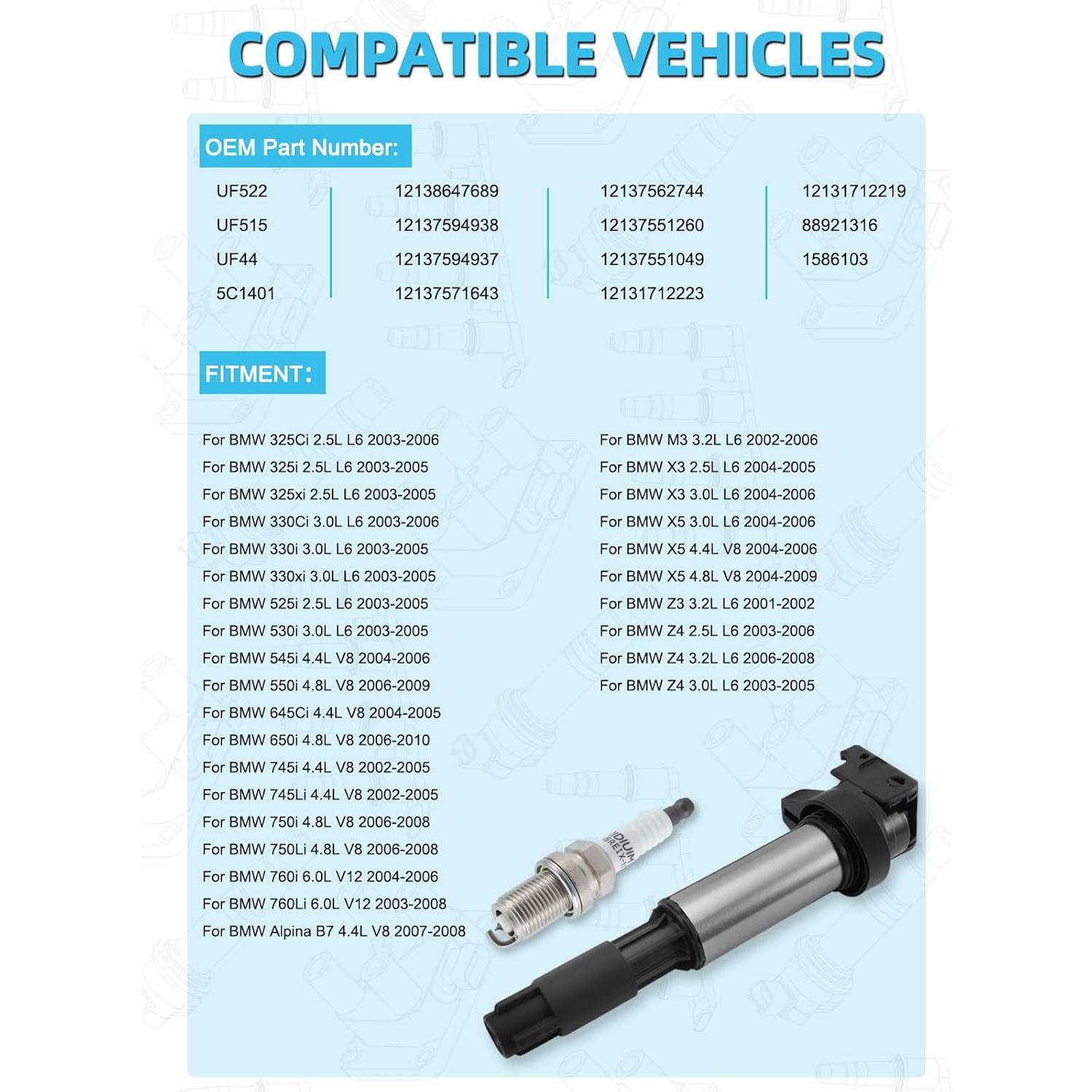 Juego de 6 Bobinas de Encendido y Bujías Iridio TAUTOY UF522