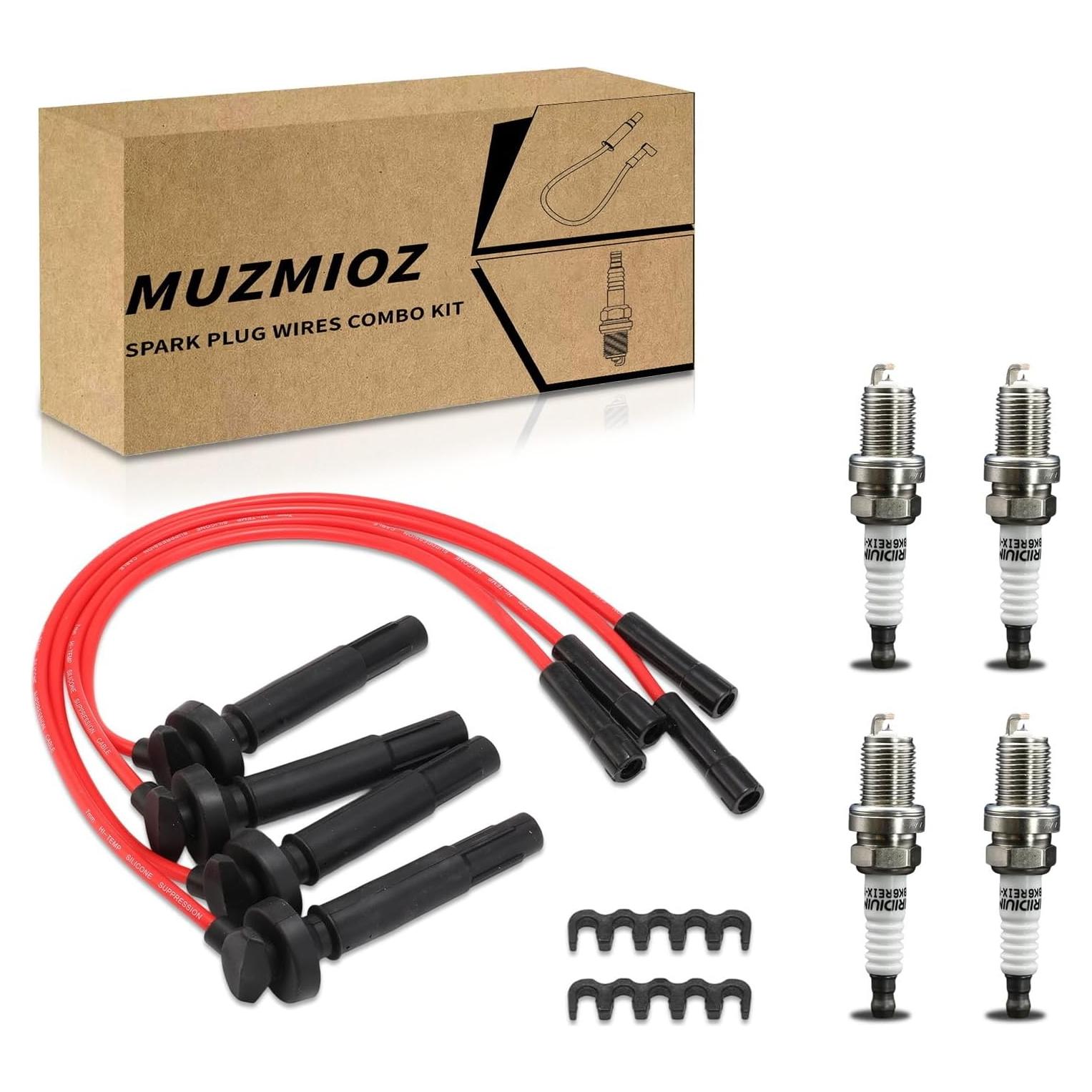 Juego de 4 Cables de Bujía y 4 Bujías Iridio MUZMIOZ para Subaru