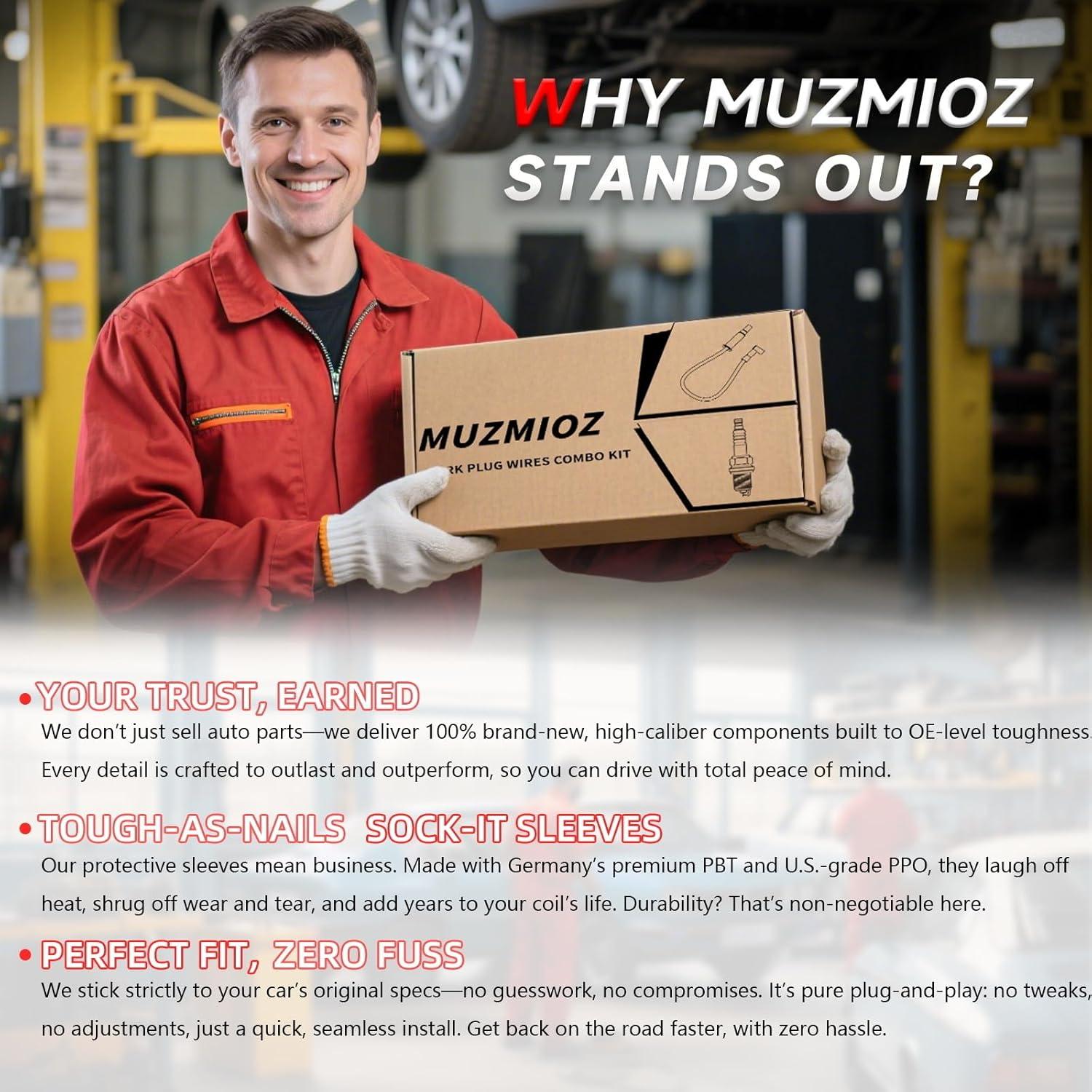 Juego de 4 Cables de Bujía y 4 Bujías Iridio MUZMIOZ para Subaru