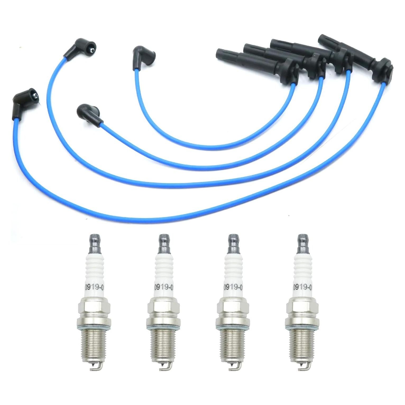 Paquete de 4 Bujías de Iridio y Cables Vkinman para Subaru y Saab