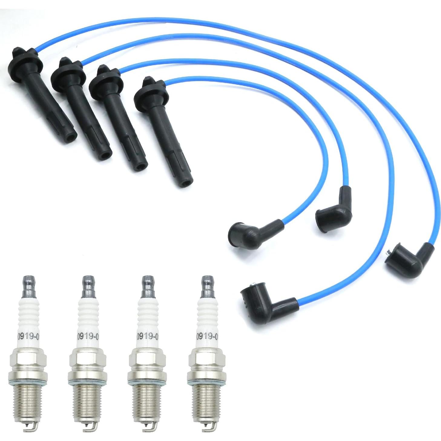 Paquete de 4 Bujías de Iridio y Cables Vkinman para Subaru y Saab