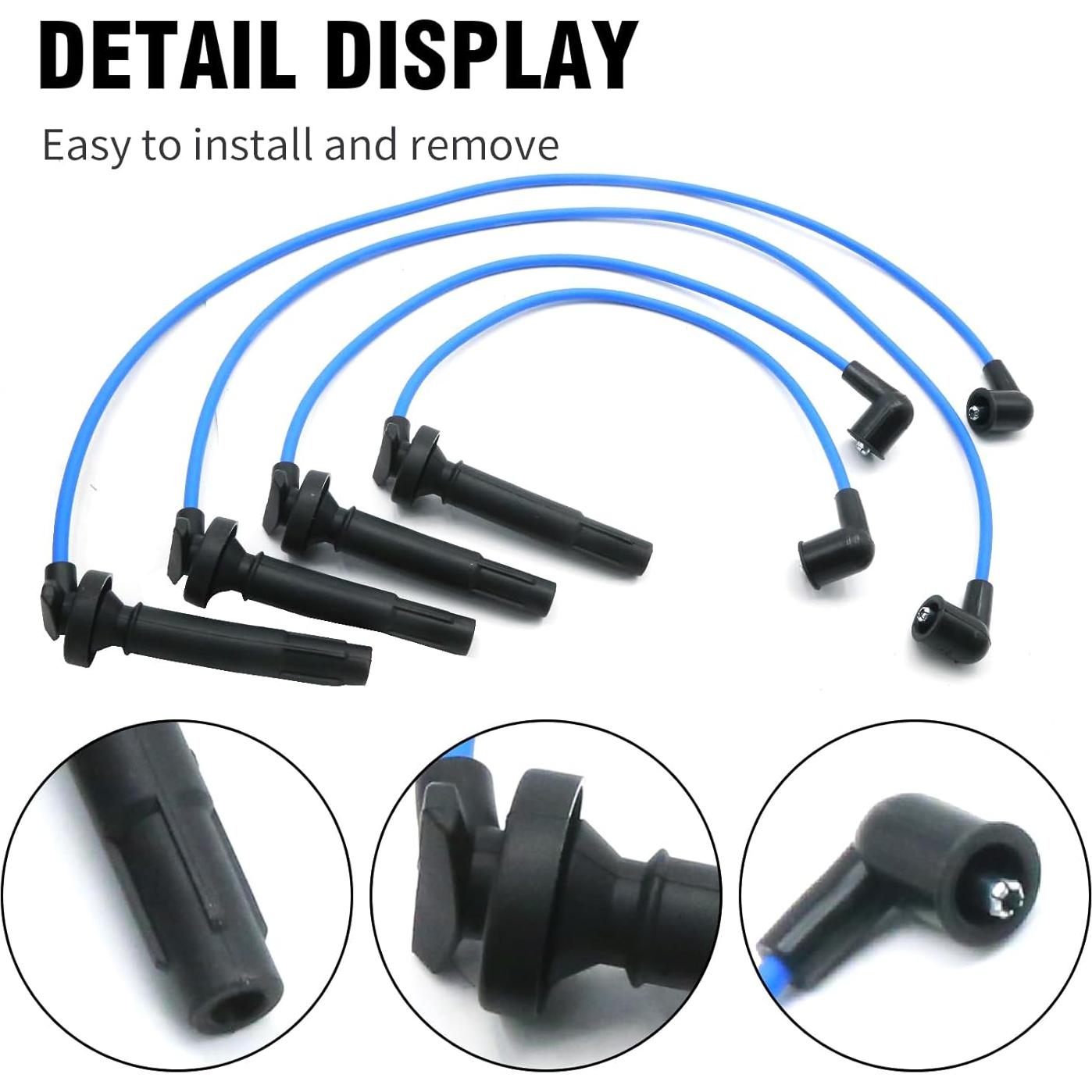 Paquete de 4 Bujías de Iridio y Cables Vkinman para Subaru y Saab