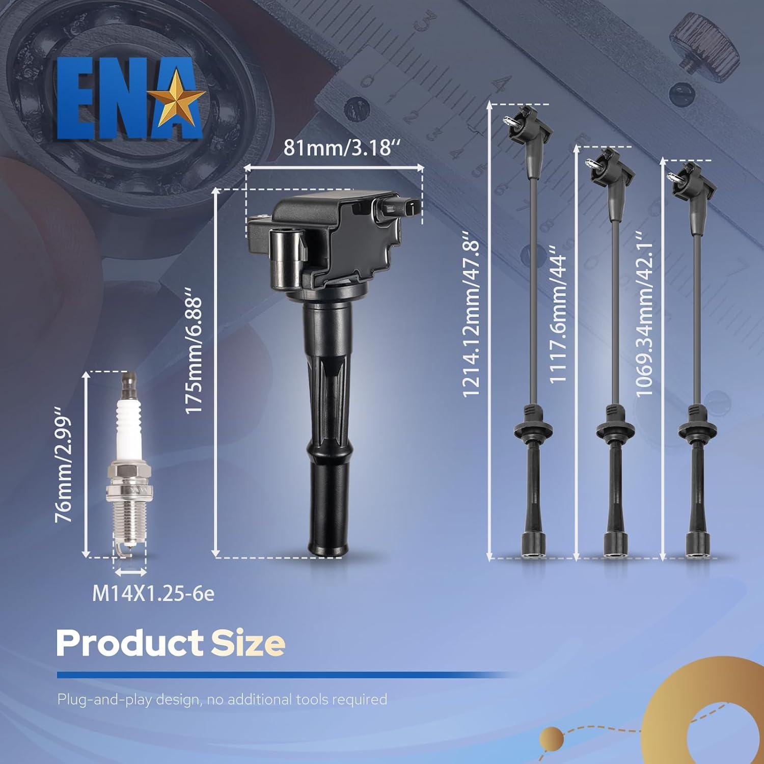 ENA Juego de 3 Bobinas de Encendido y 6 Bujías Platino para Toyota