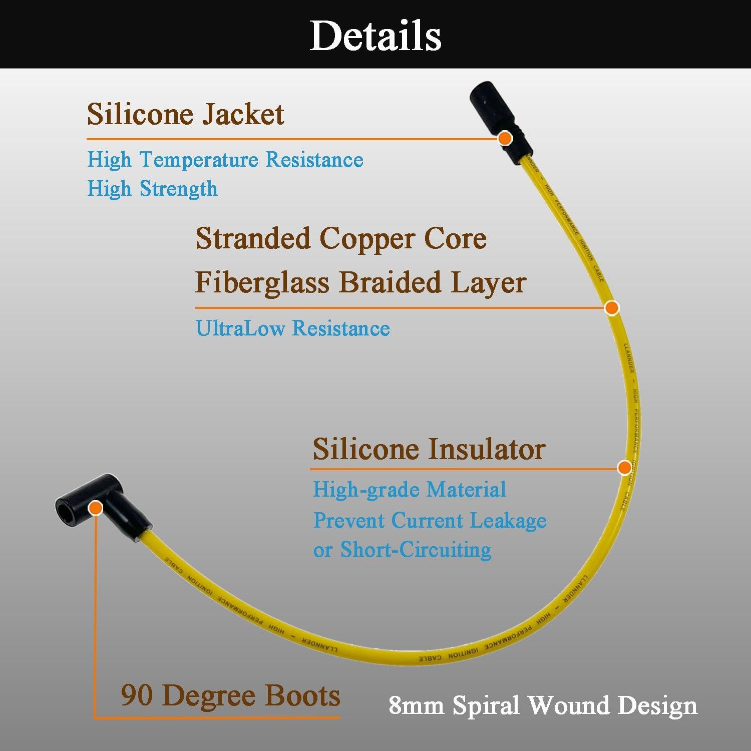 Juego de Cables de Bujía 8mm Llannder para V6 4.3L Chevy/GMC