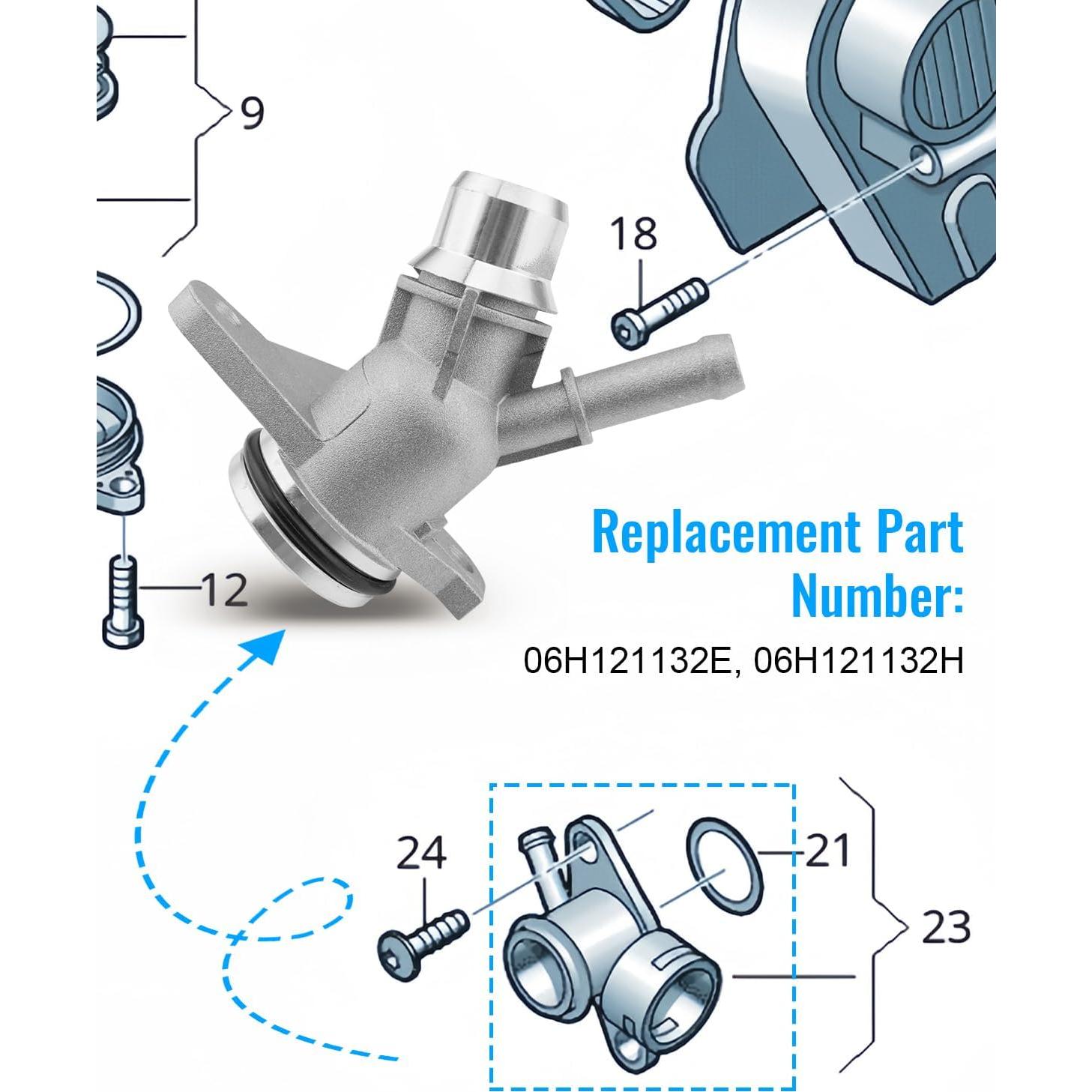 Flange de Enfriamiento de Aluminio JUWEVAZU 06H121132H para Audi