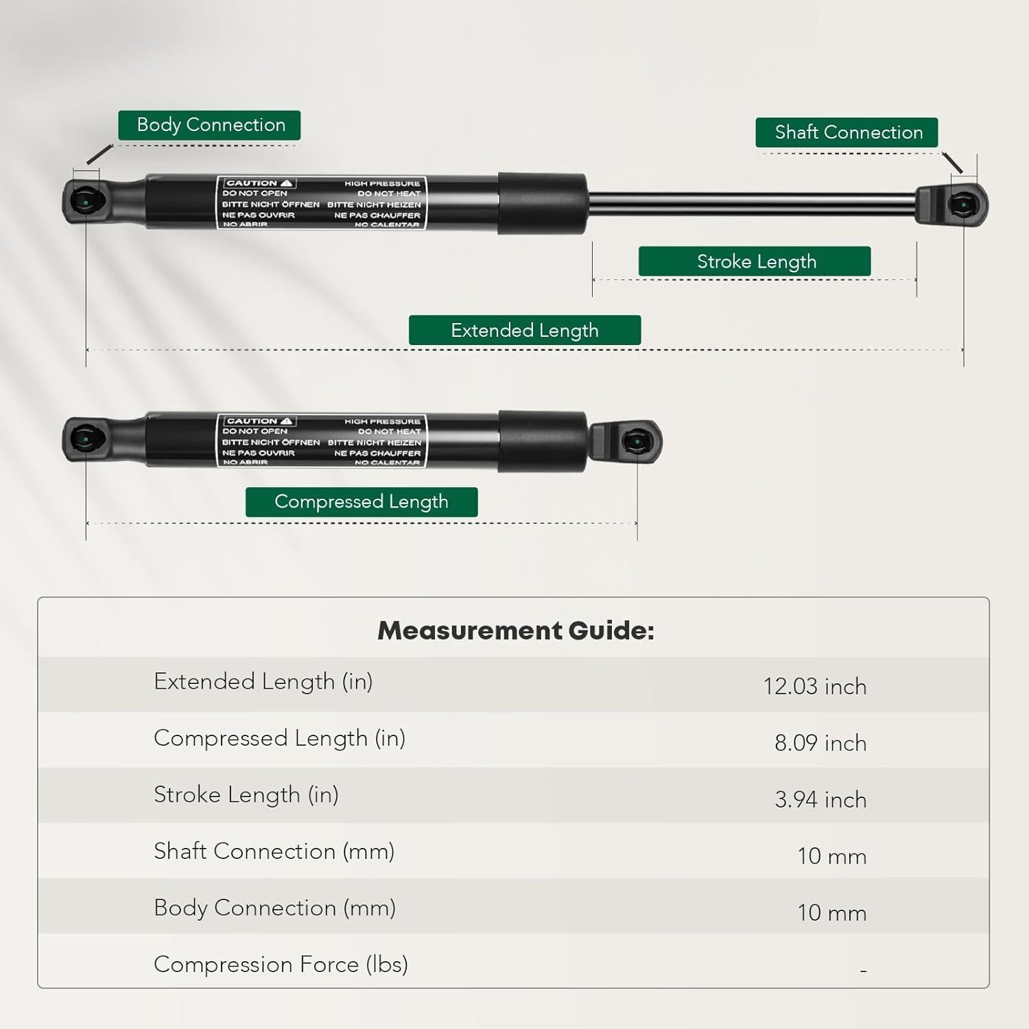 Amortiguadores de Gas YHTAUTO para Maletero Audi Q5/SQ5 2009-2017