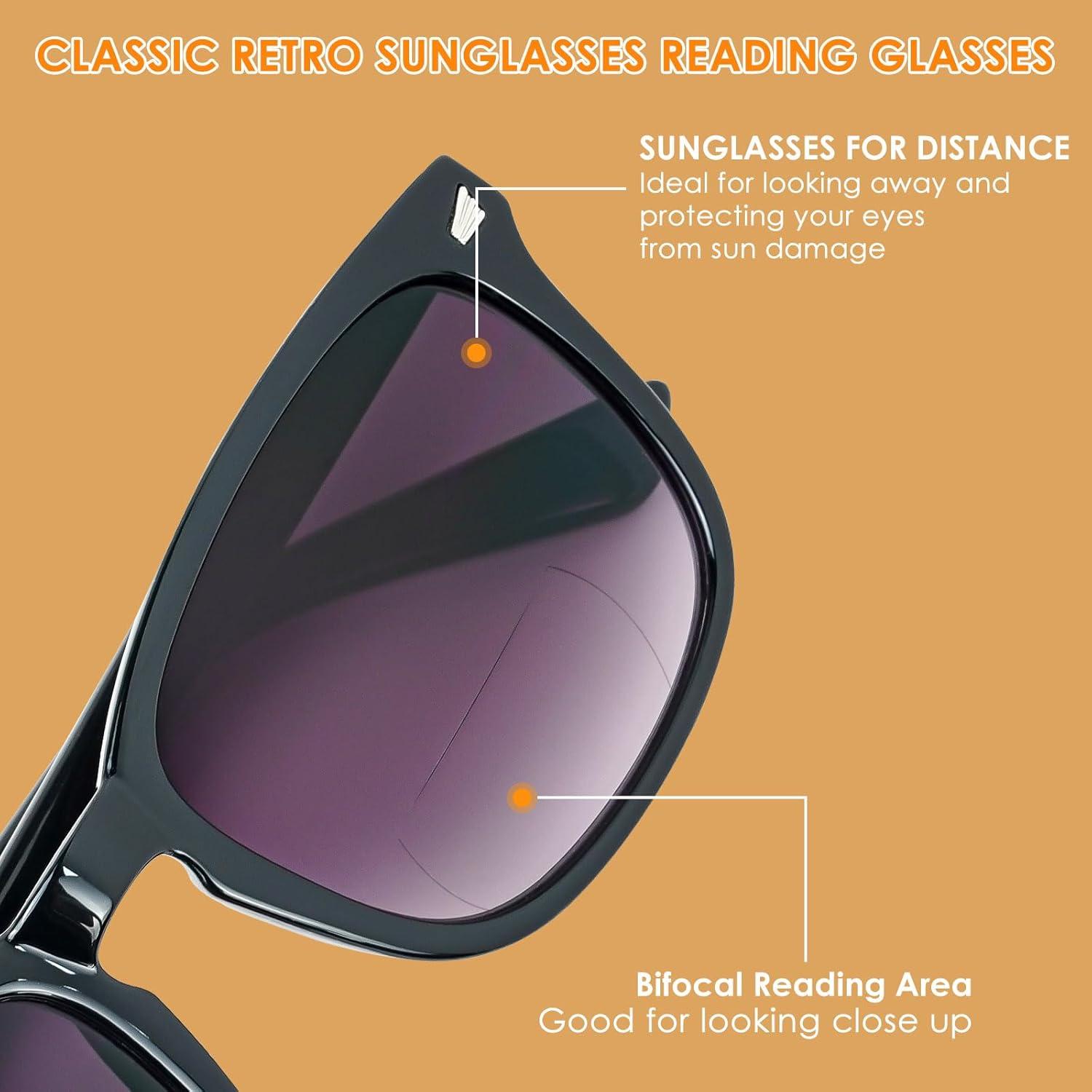 Gafas de sol bifocales UV400 para mujeres 1.25x 2 paquetes