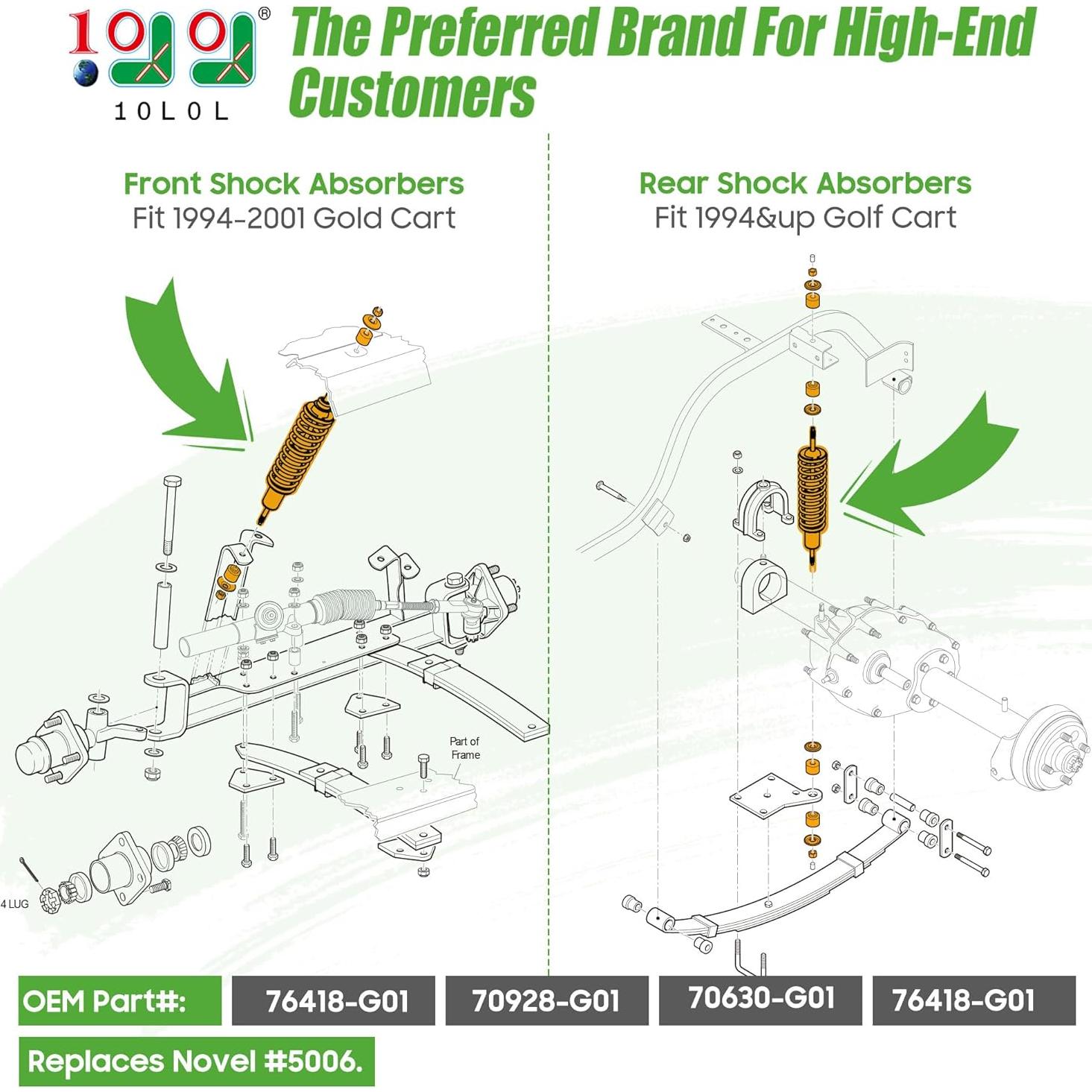 Amortiguadores de Carro de Golf 10L0L Delanteros y Traseros
