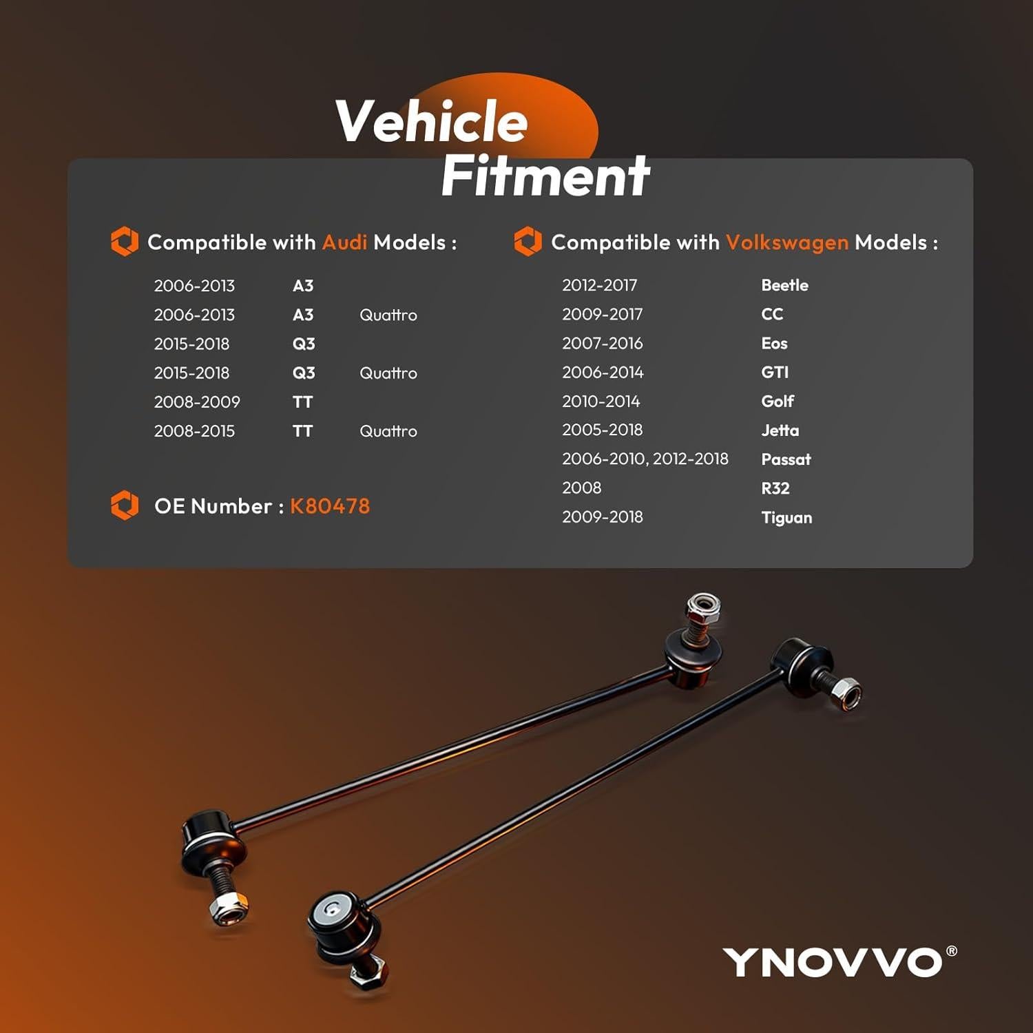 Kit de Enlaces de Barra Estabilizadora Delantera Ynovvo K80478