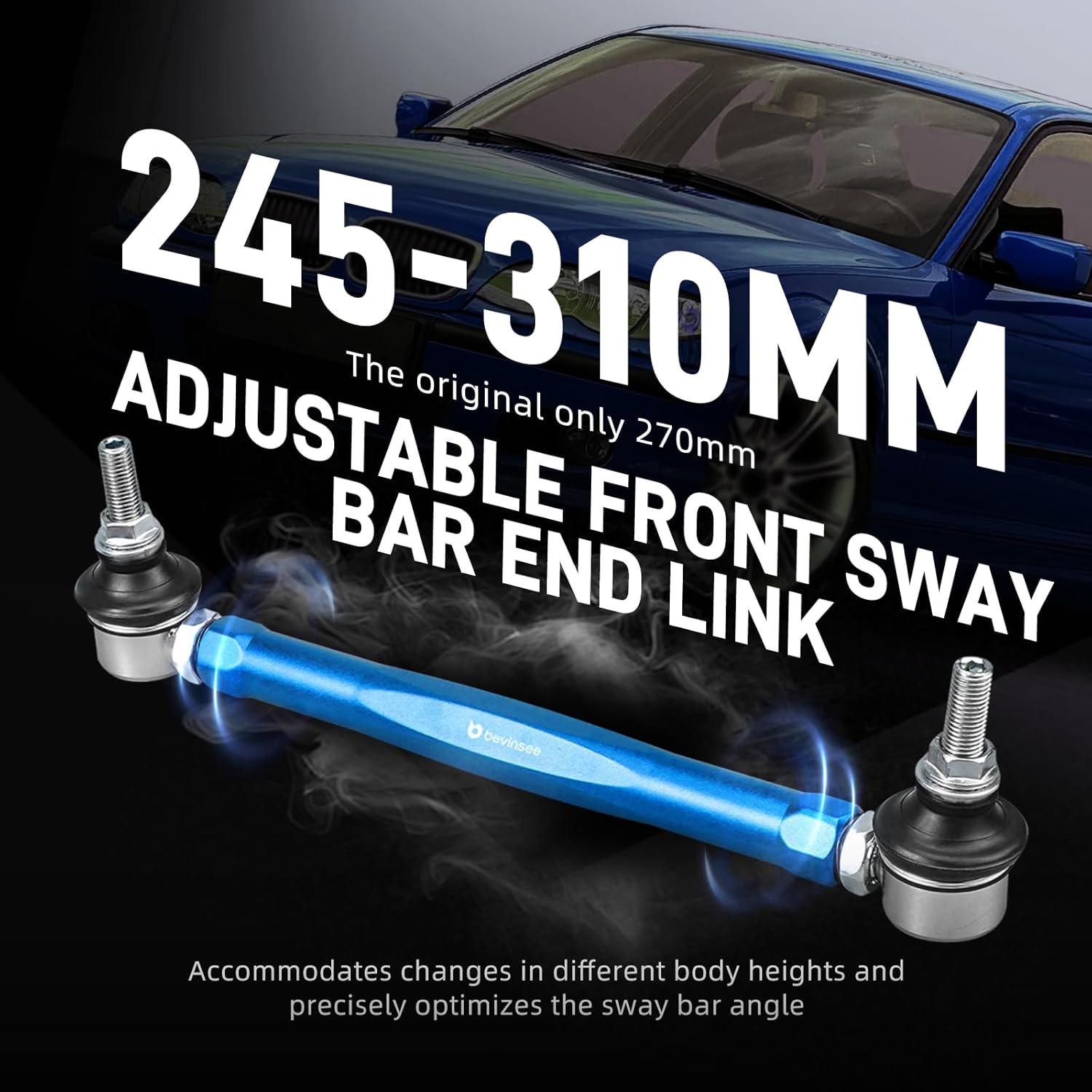 Kit de enlace de barra estabilizadora Bevinsee azul ajustable 245-310mm