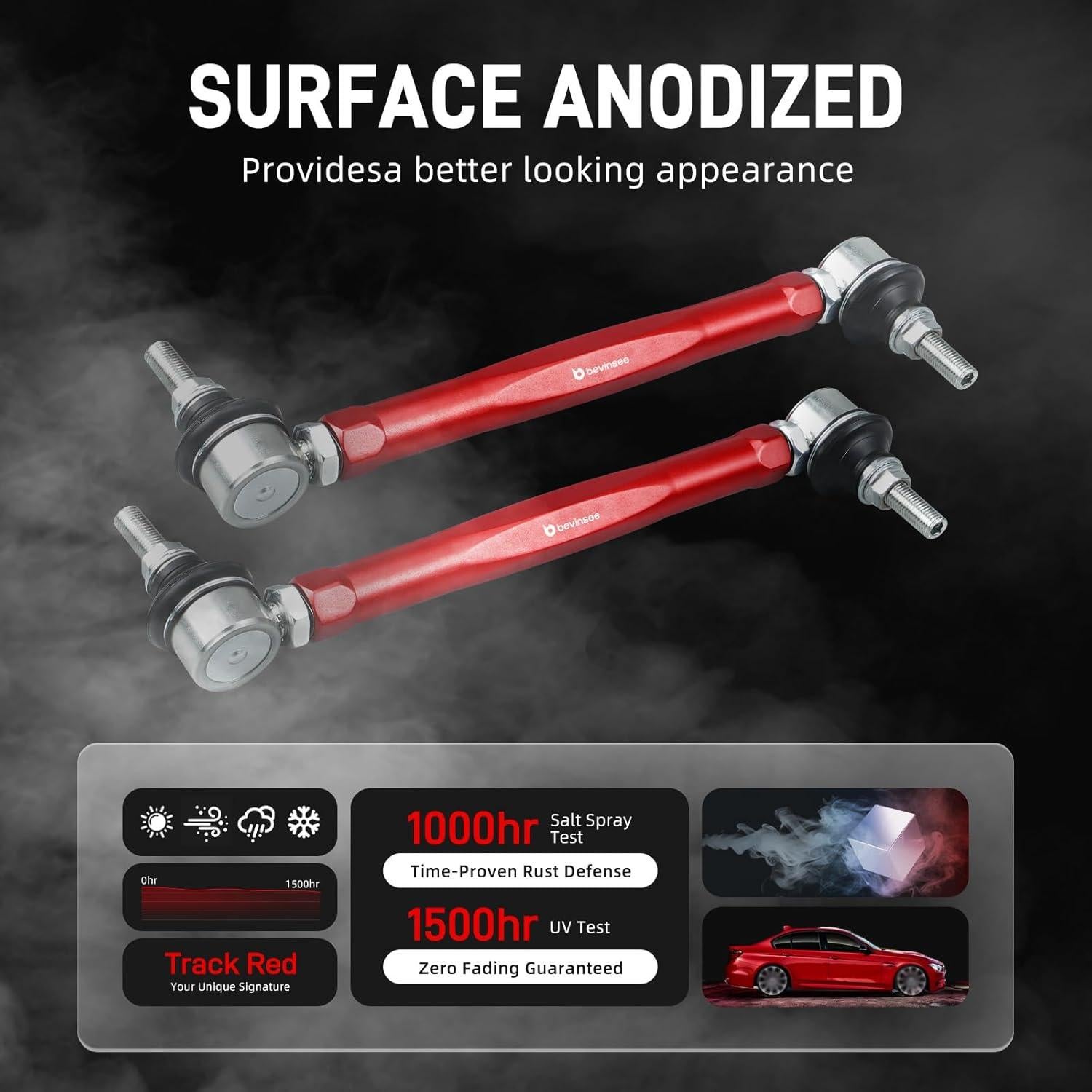 Kit de suspensión ajustable Bevinsee para BMW E46/Z4, aluminio rojo