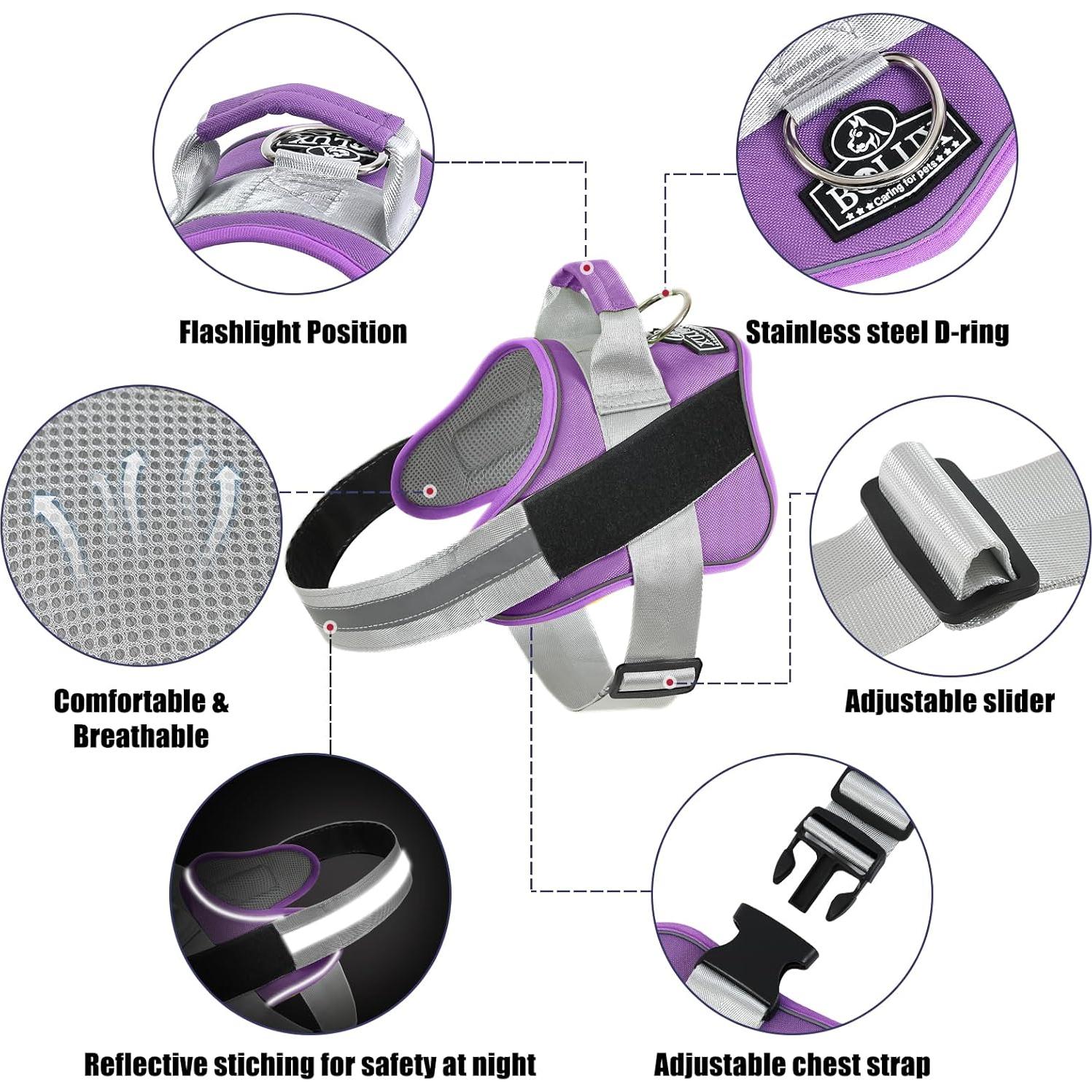 Arnés para Perros Bolux Mediano Lavanda Ajustable Reflectante