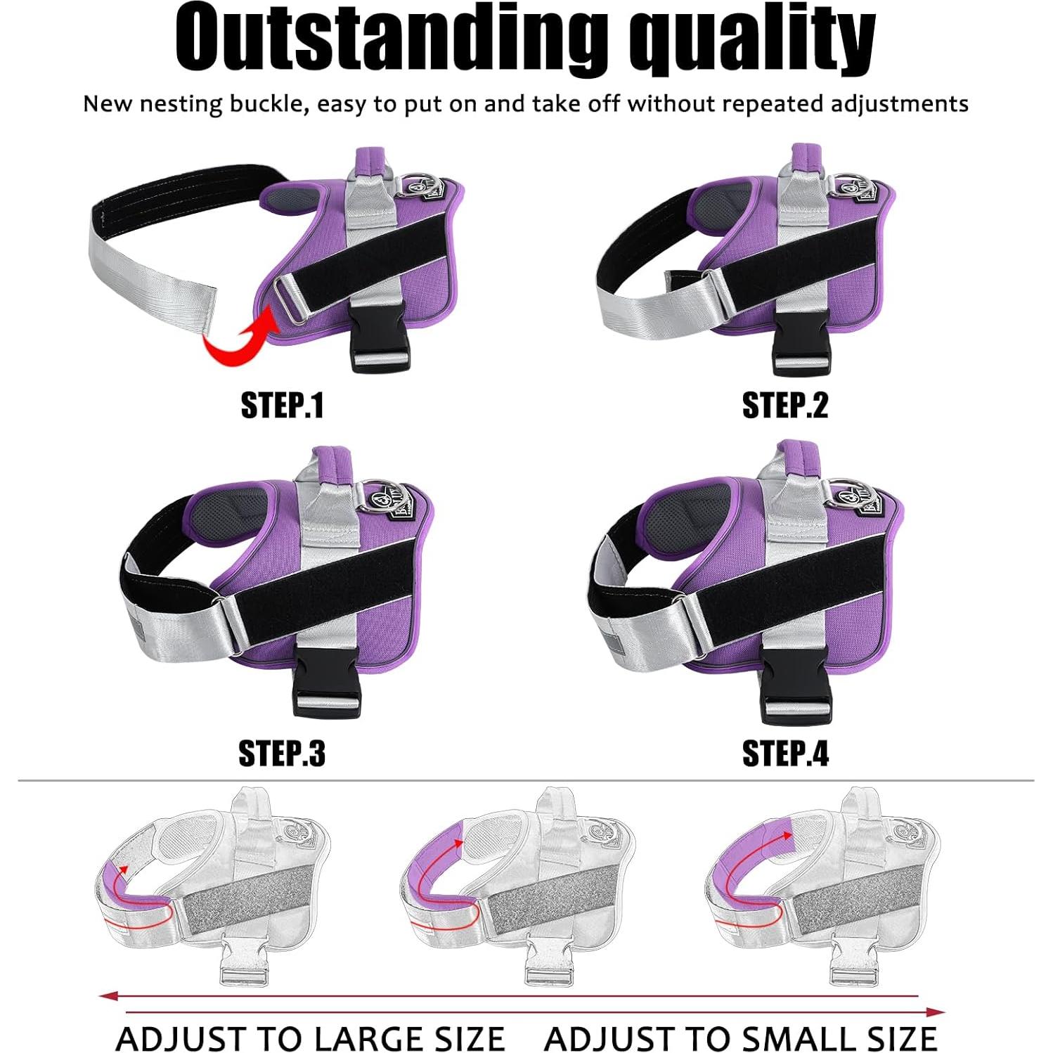 Arnés para Perros Bolux Mediano Lavanda Ajustable Reflectante