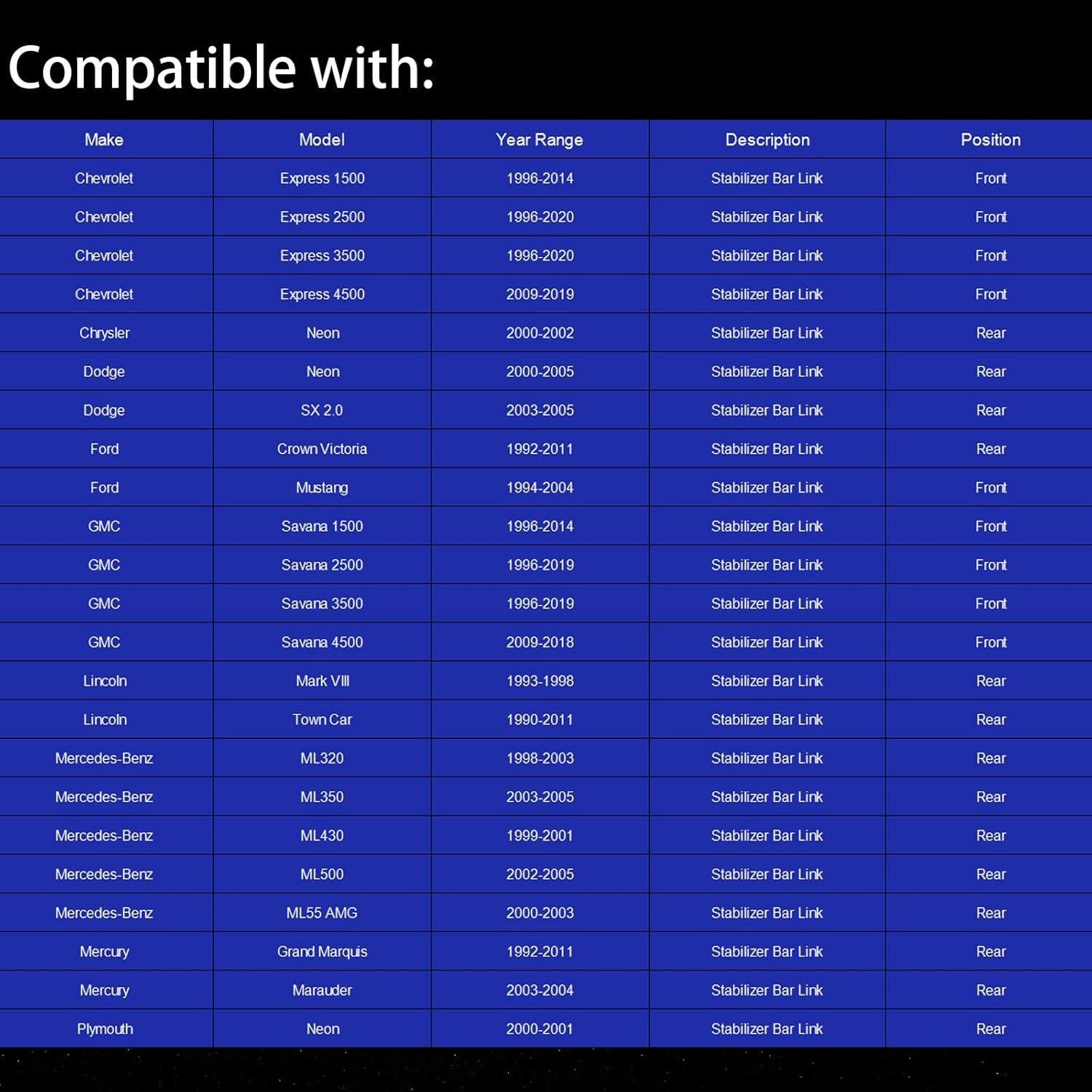 Enlace de Barra Estabilizadora K8848 KFVF para Ford y Chevrolet
