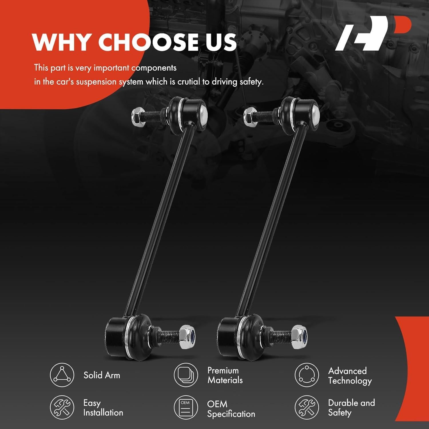 Enlaces de Barra Estabilizadora Delantera A-Premium para Mitsubishi y Dodge