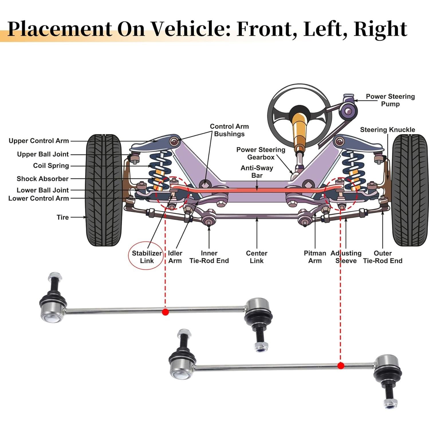 Enlaces de Barra Estabilizadora Delantera X AUTOHAUX para Mitsubishi