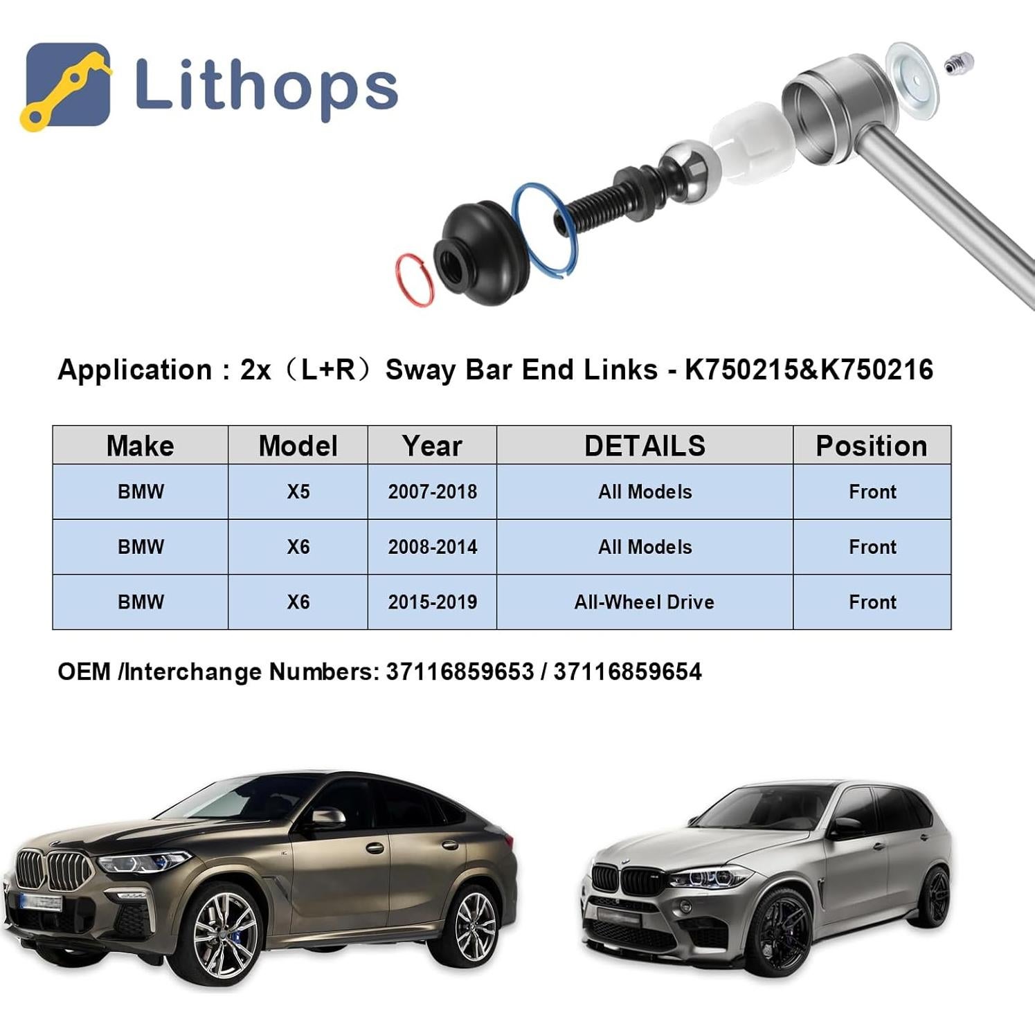 Enlaces de Barra Estabilizadora Lithops para BMW X5/X6 2007-2019