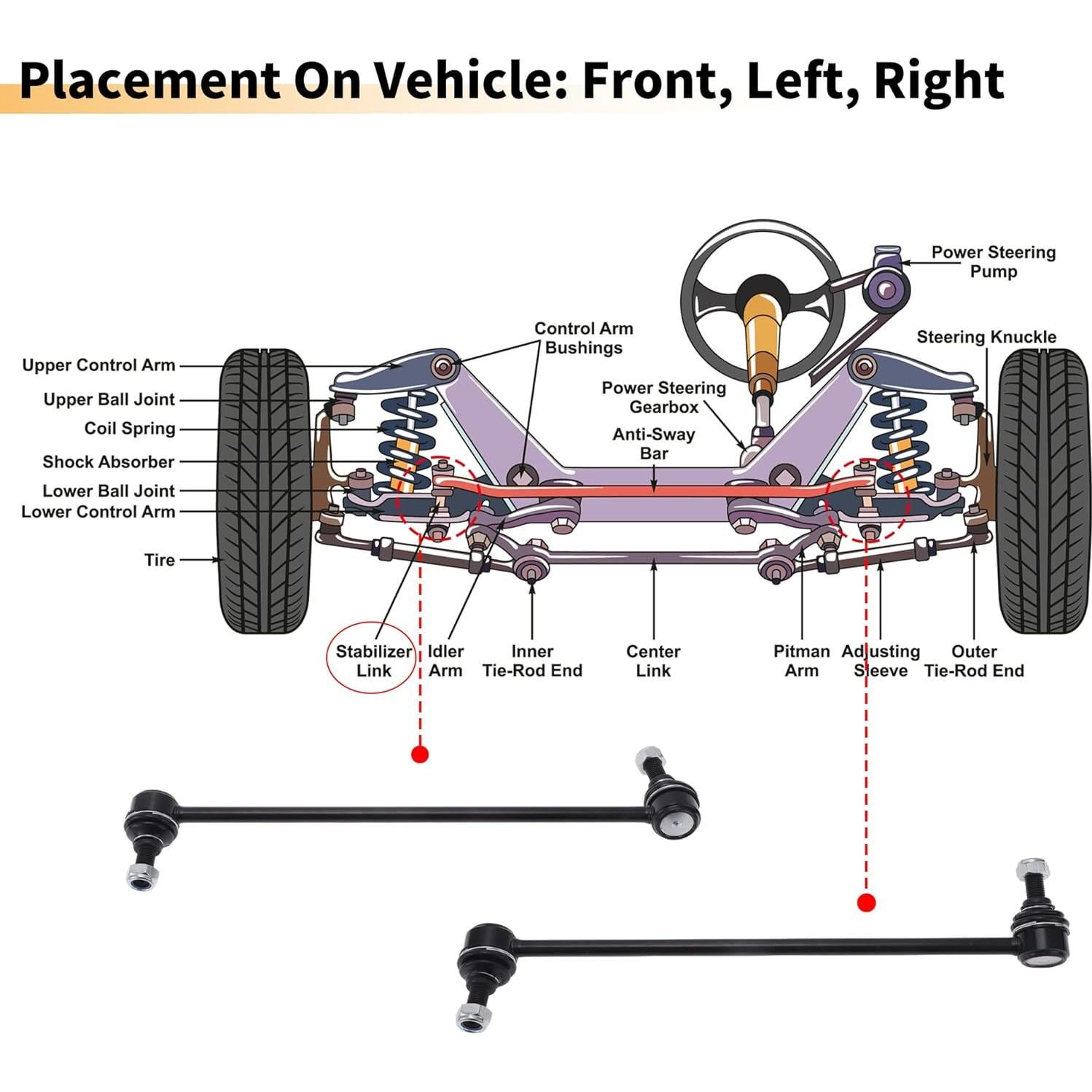 Enlaces de Barra Estabilizadora Delantera X AUTOHAUX para Acura MDX 2014-2020