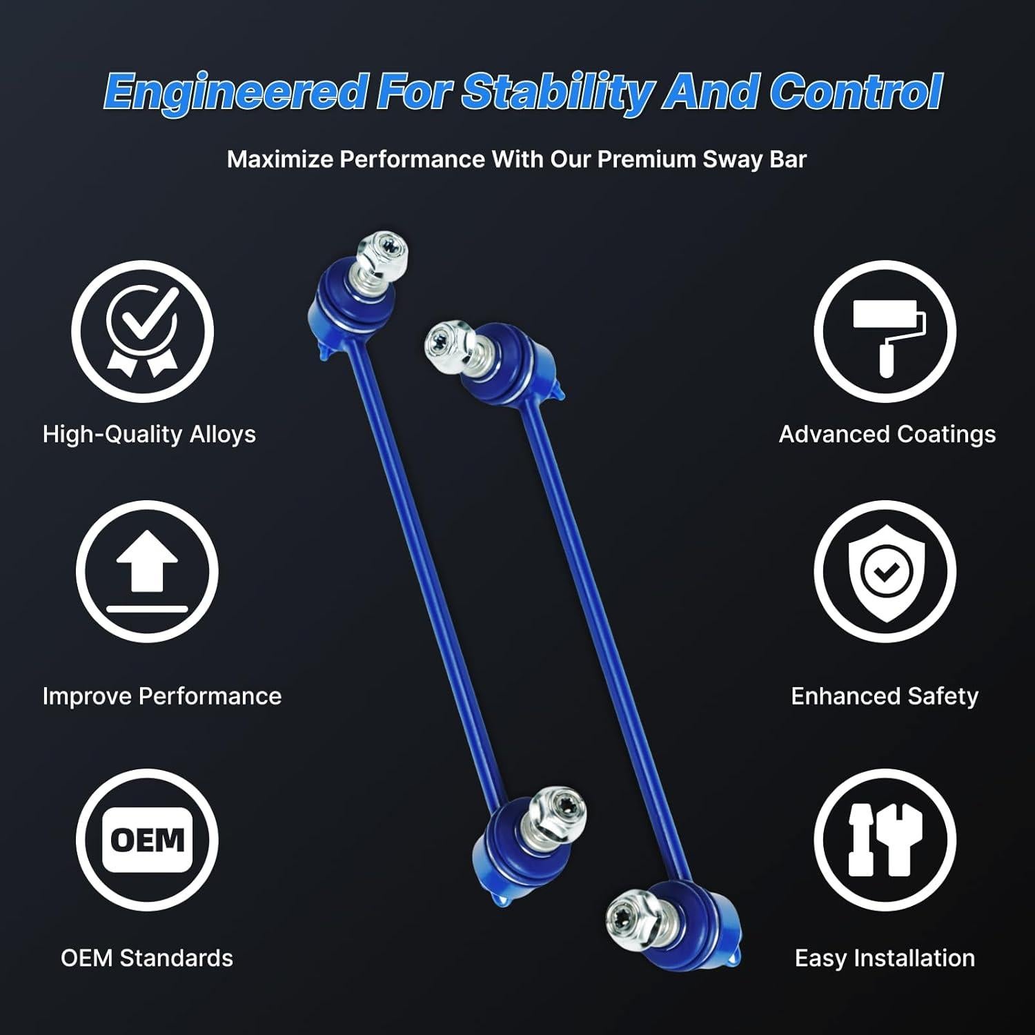 Enlaces de Barra Estabilizadora Frontal Hunqoeit K750123 2 Pcs