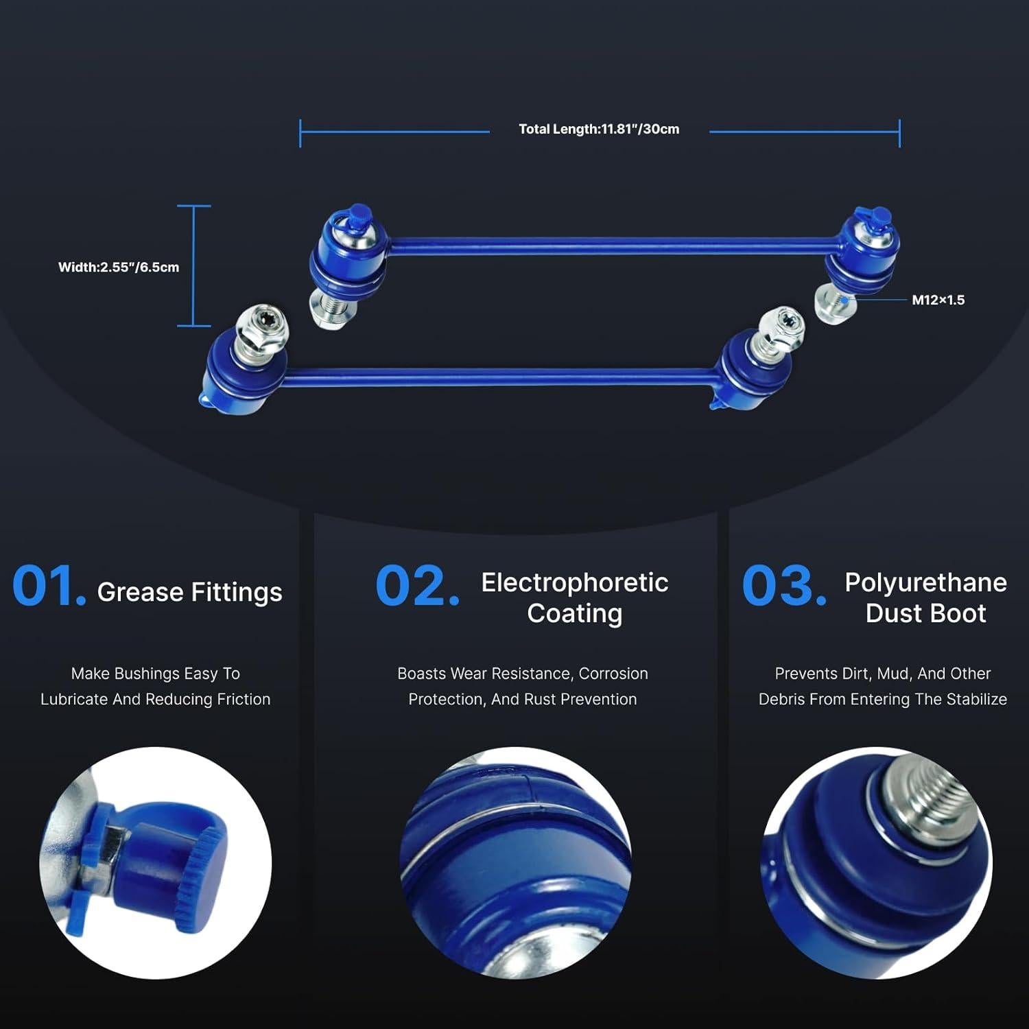 Enlaces de Barra Estabilizadora Frontal Hunqoeit K750123 2 Pcs
