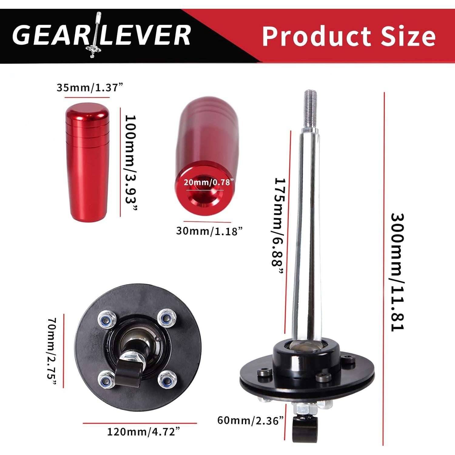 Palanca de Cambio Corto Ajustable GSTP Rojo 178mm para BMW