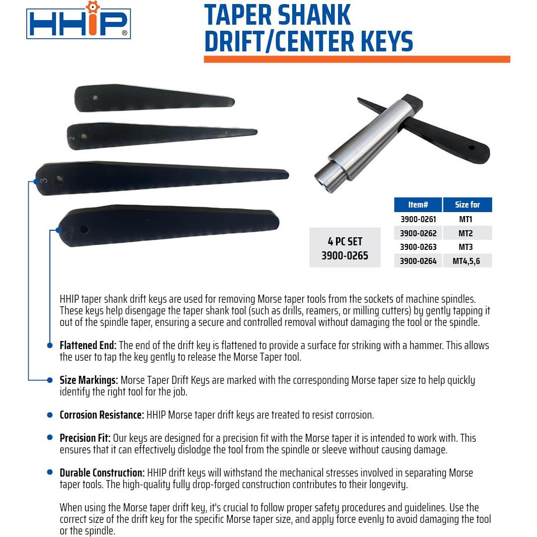 Juego de Llaves de Deriva HHIP 4 Piezas MT1 a MT6