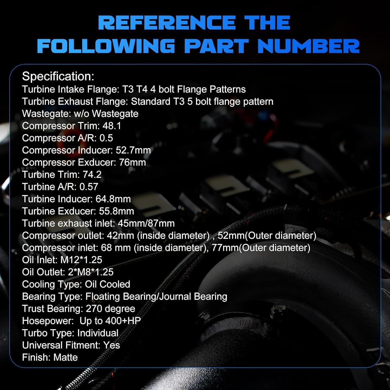 Turboalimentador Universal YOMALL T3 T4 T04E 400HP 1.5L-2.5L