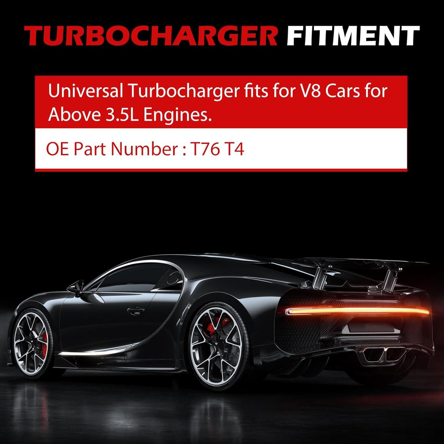 Turboalimentador T76 Autodevil para V8 +3.5L, Brida T4