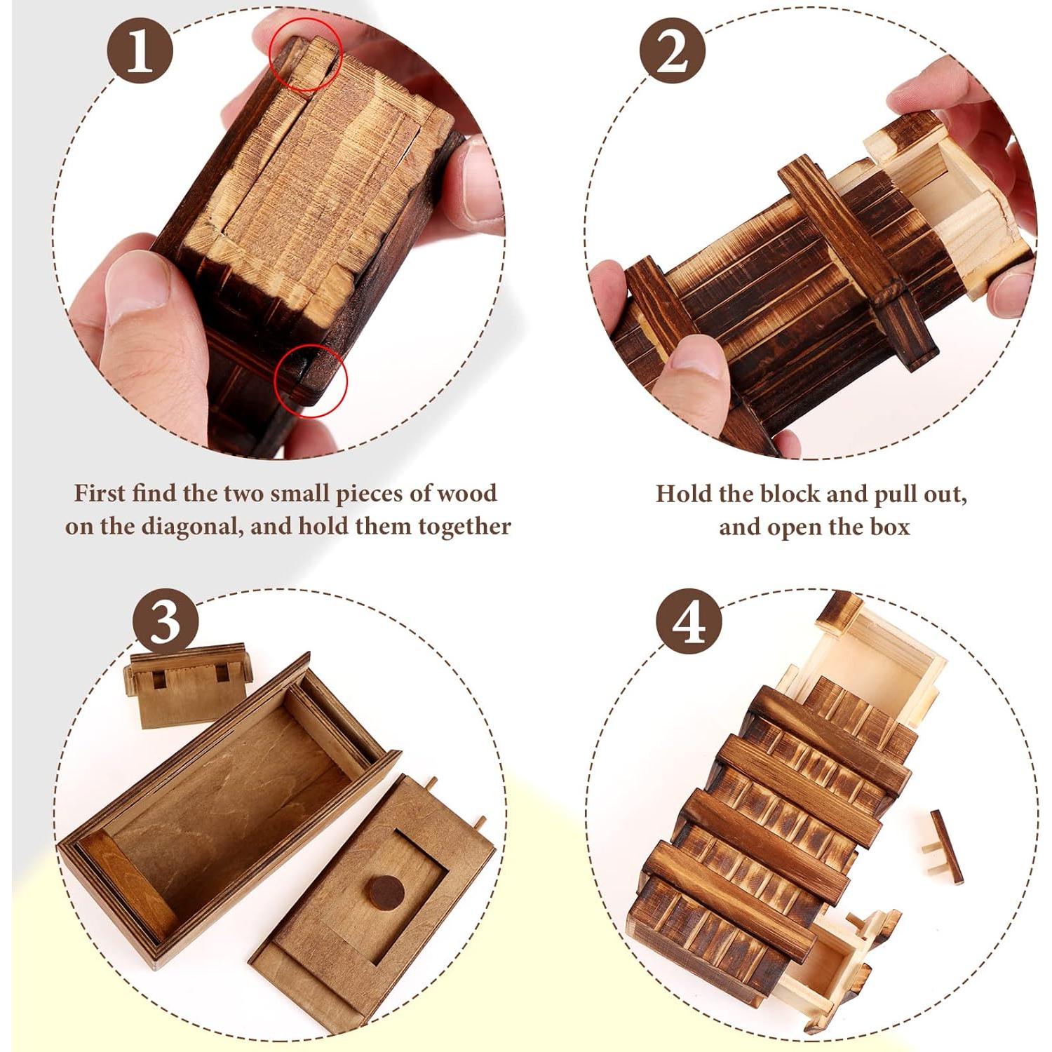 Caja de Rompecabezas Secreto de Madera YIXA 6 Piezas 3D